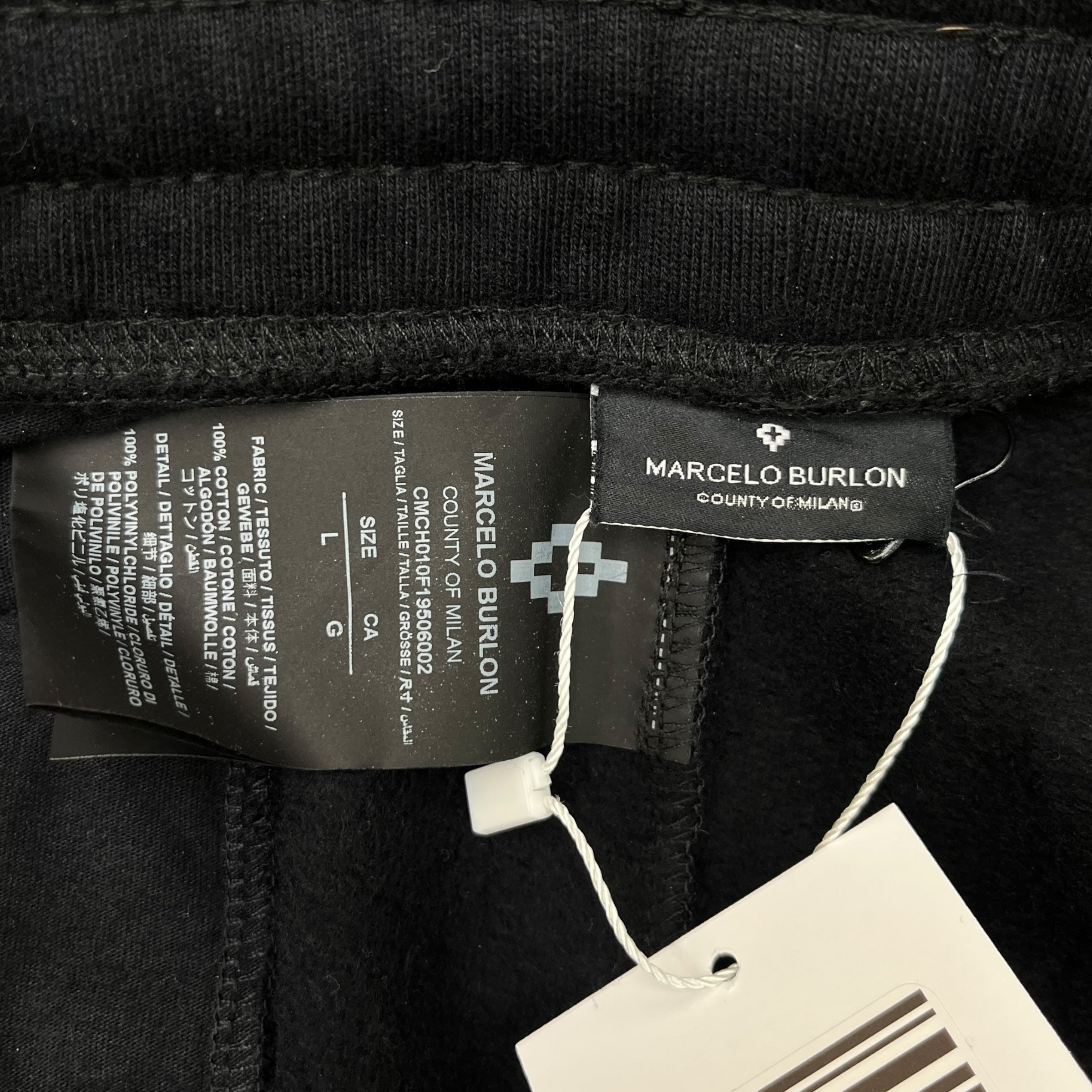 Men's Marcelo Burlon Logo Joggers Black Size L