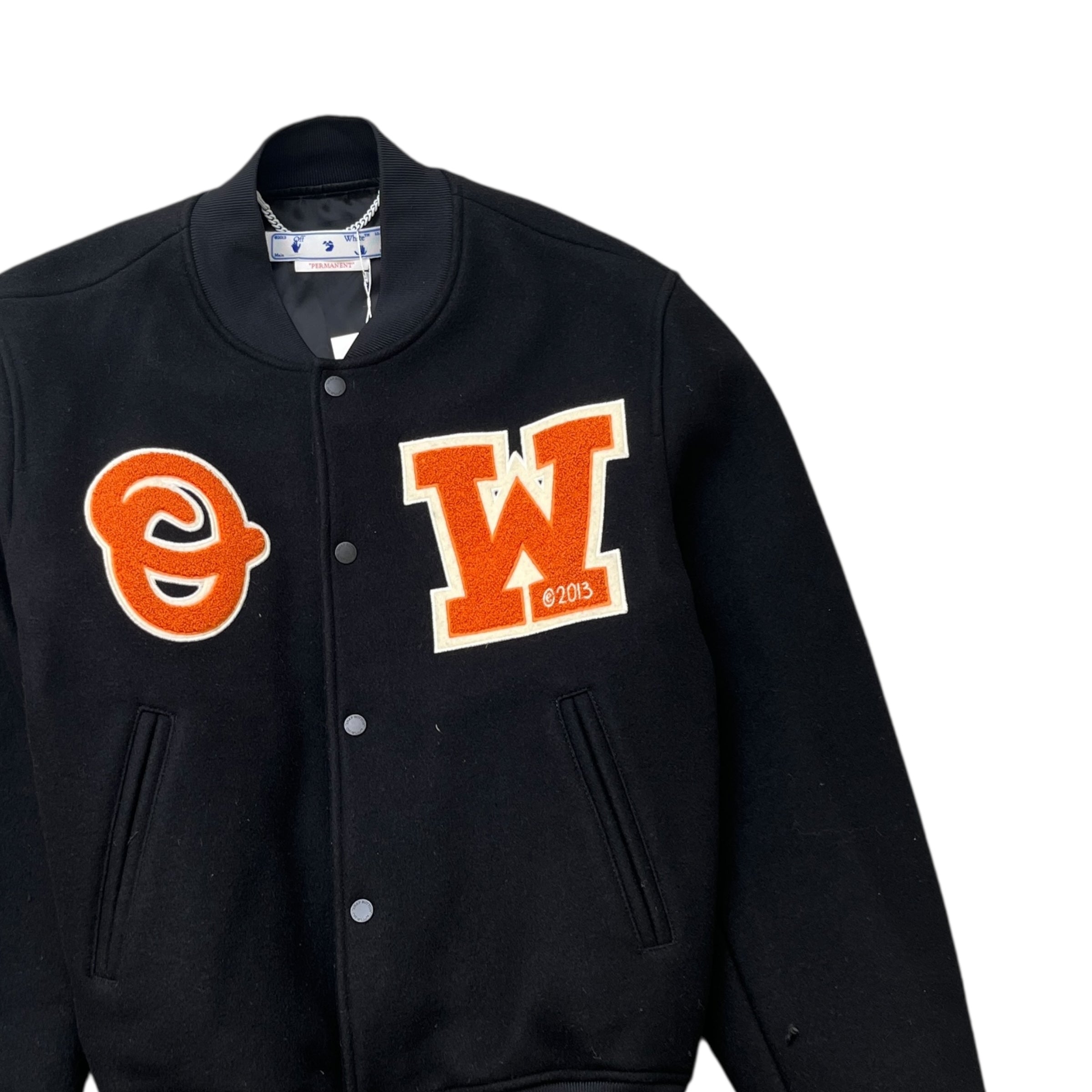 Men's Ow Patch Varsity Jacket Black Size M