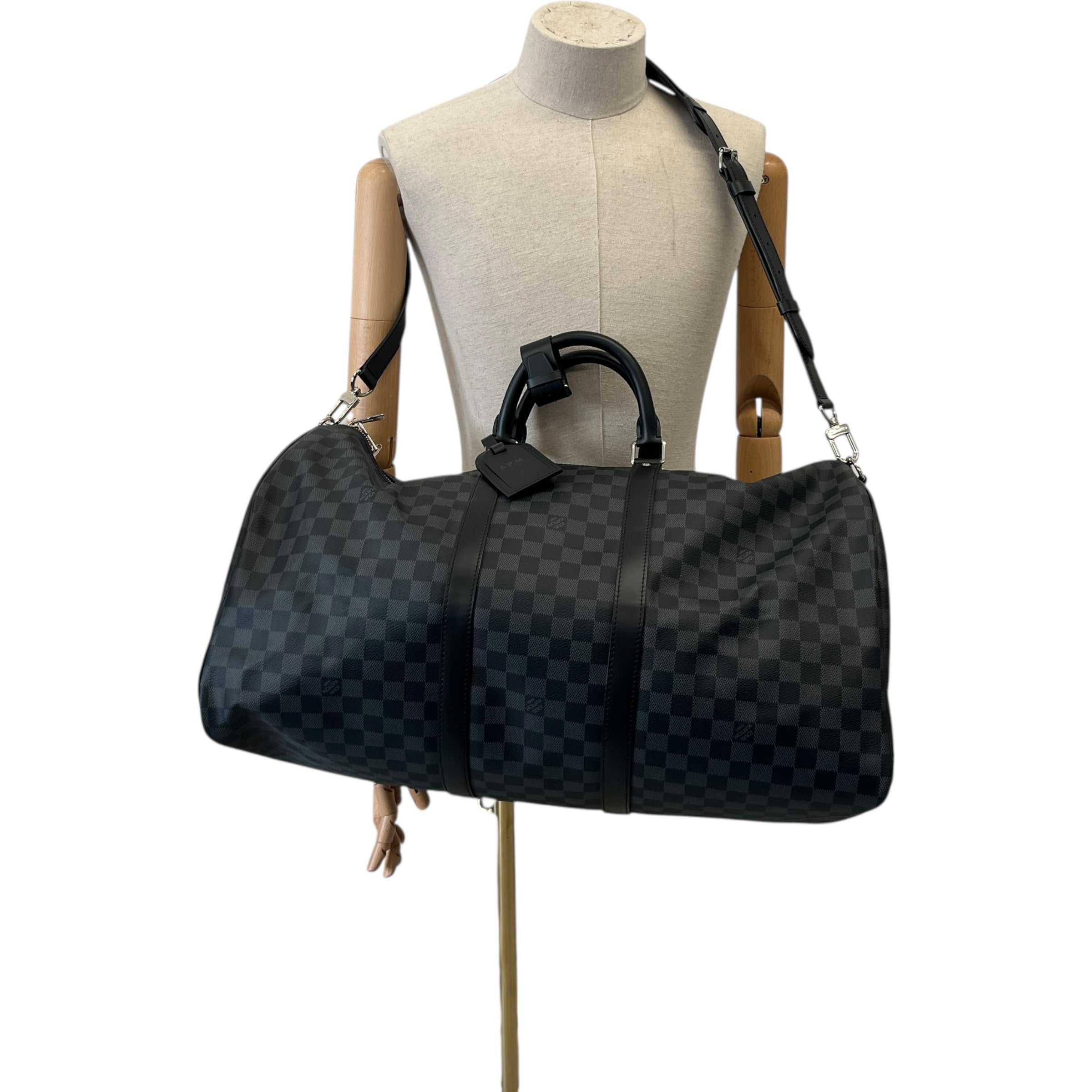 Men's Damier Graphite Keepall Bandoulière 55 Bag Charcoal