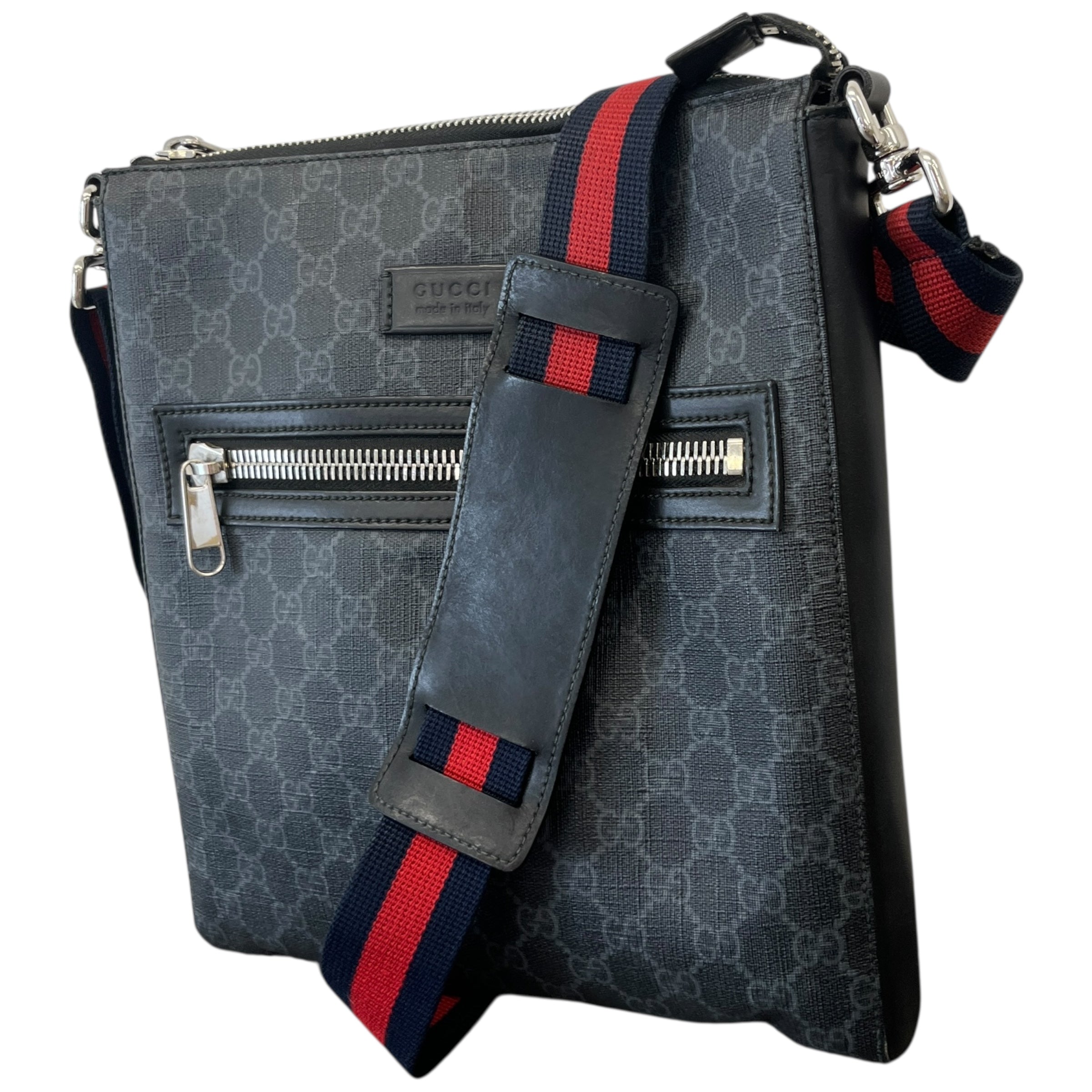 Men's Gg Supreme Web Messenger Bag Black