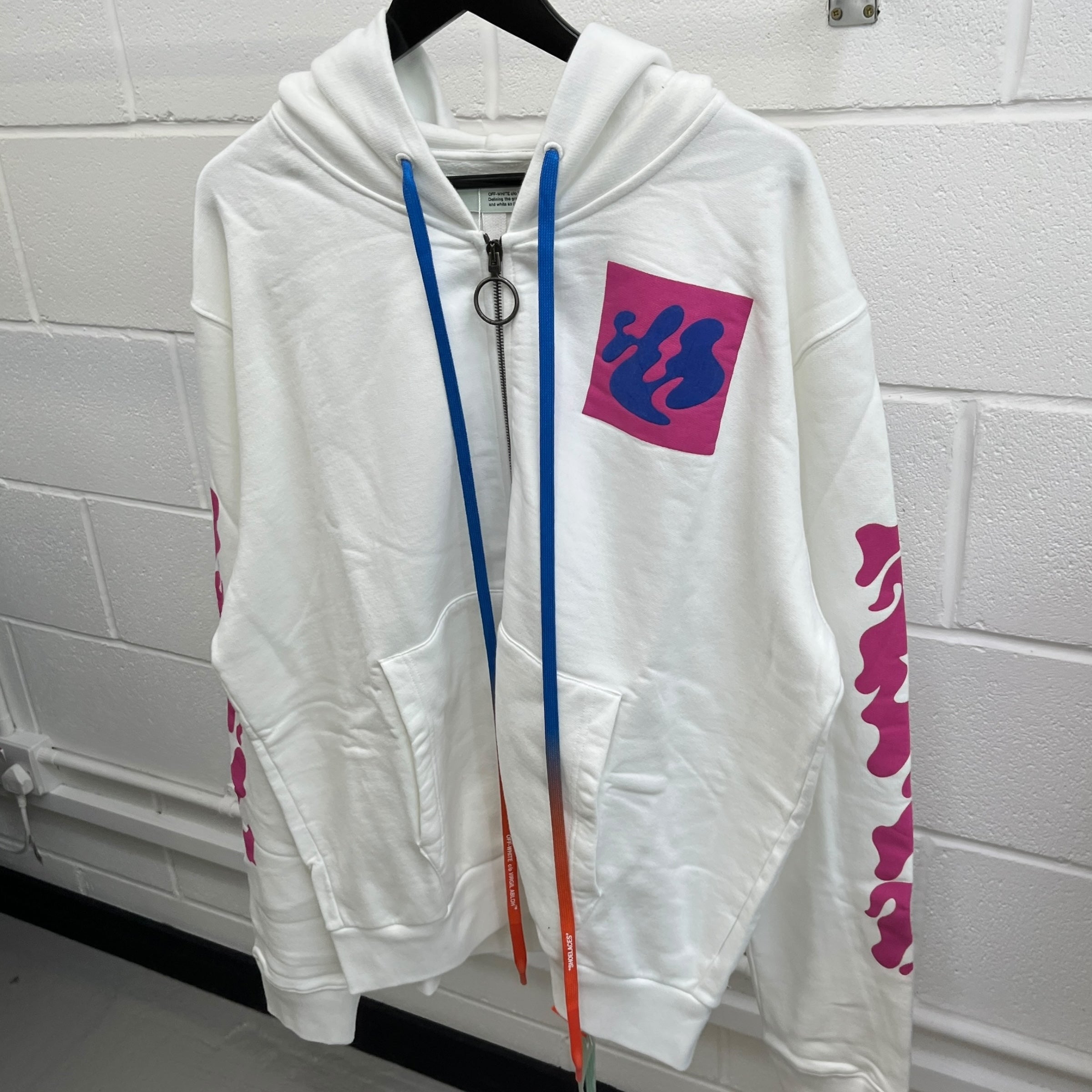 Men's Graphic Print Hoodie White Size XXL