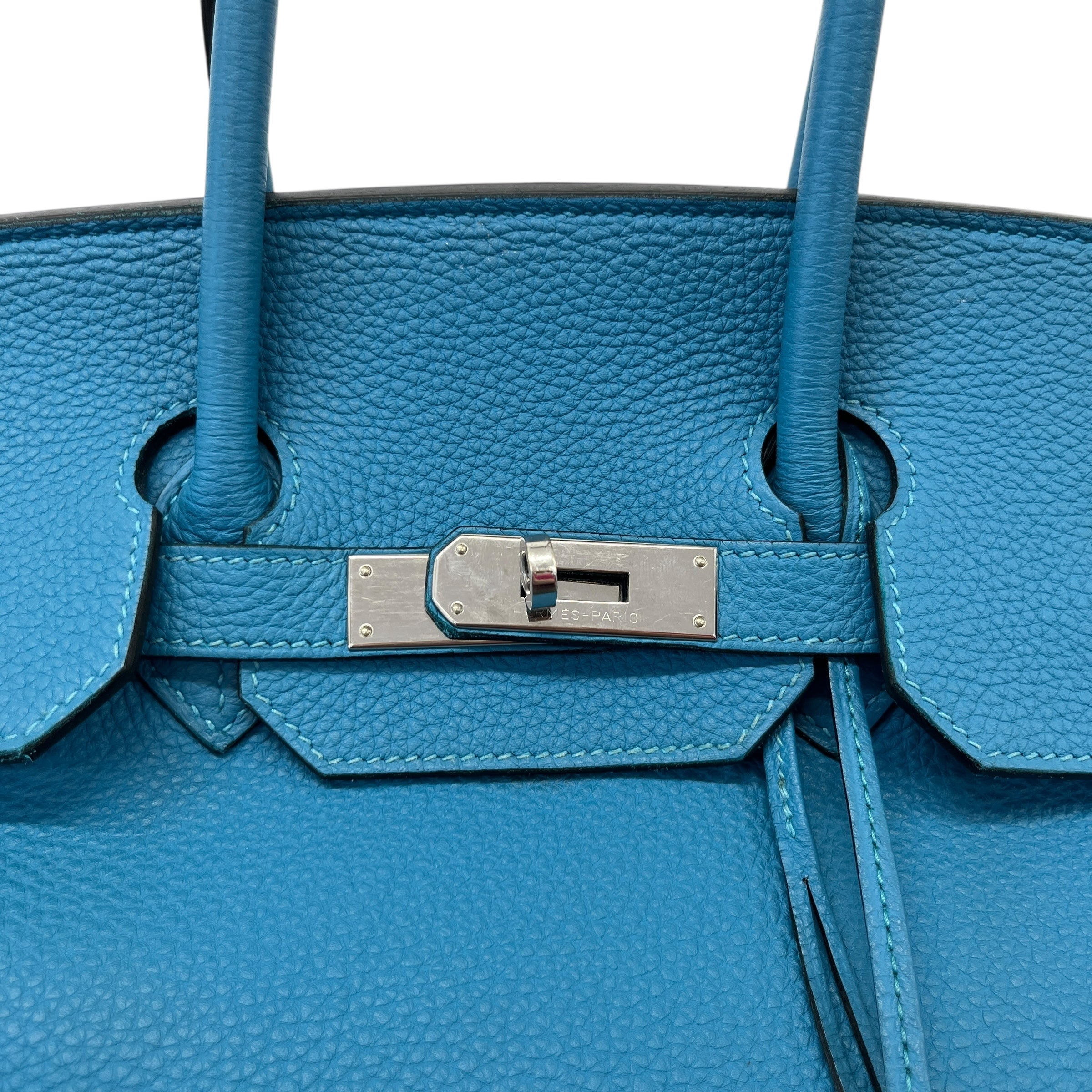 Women's Birkin 35 Clemence Blue Jean Handbag Blue