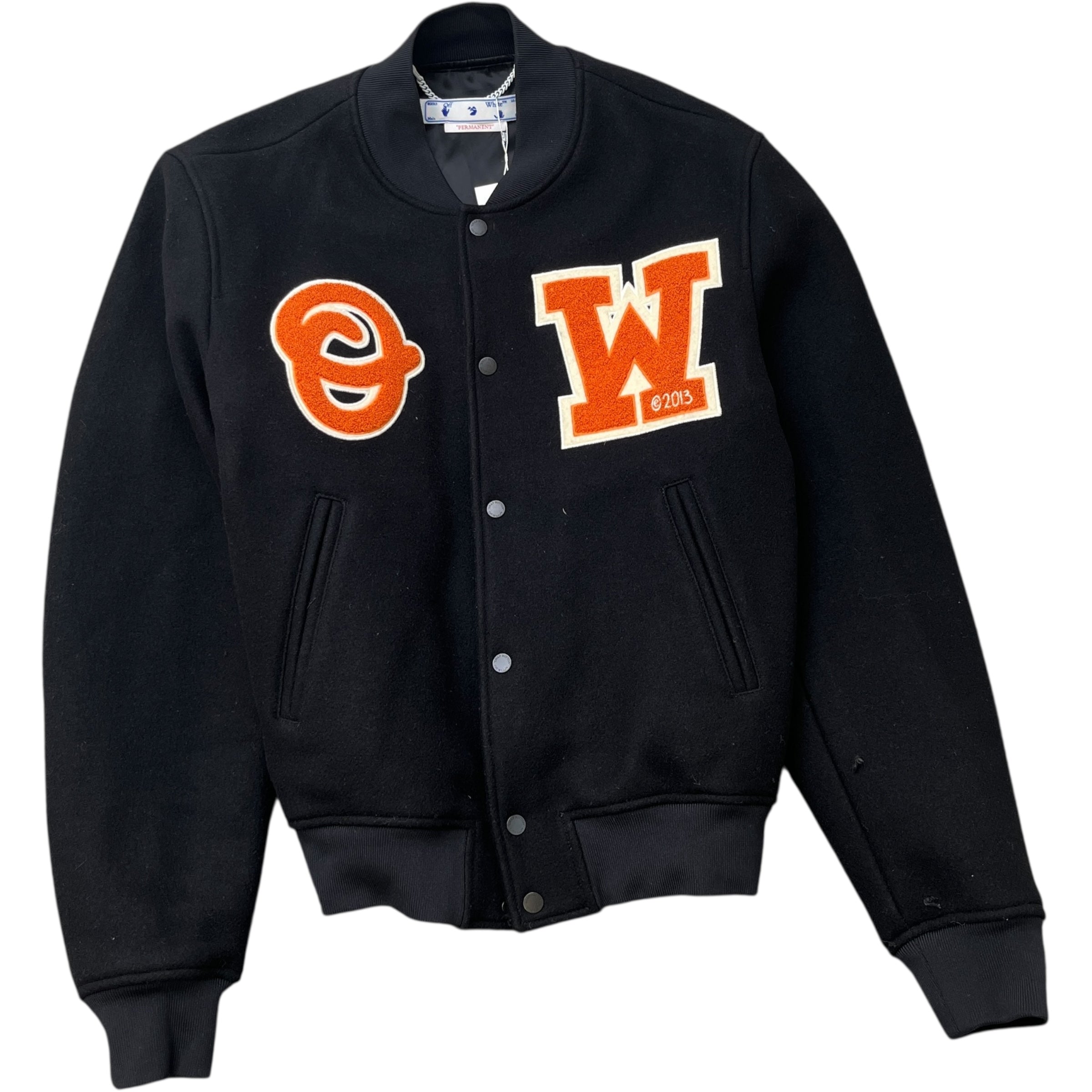 Men's Ow Patch Varsity Jacket Black Size M