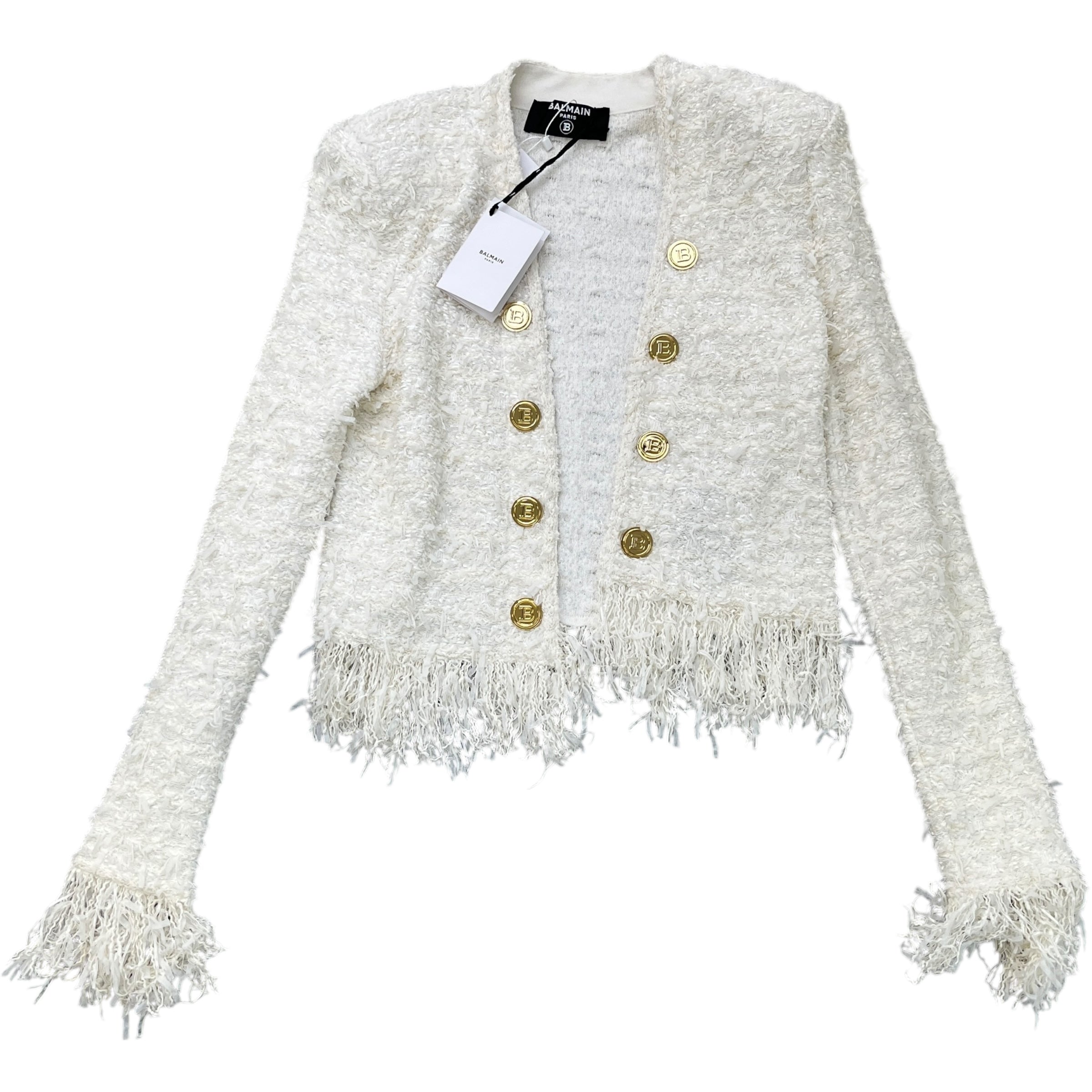 Women's Edge-To-Edge Tweed Fr 42 / Uk 14 Jacket White Size XL