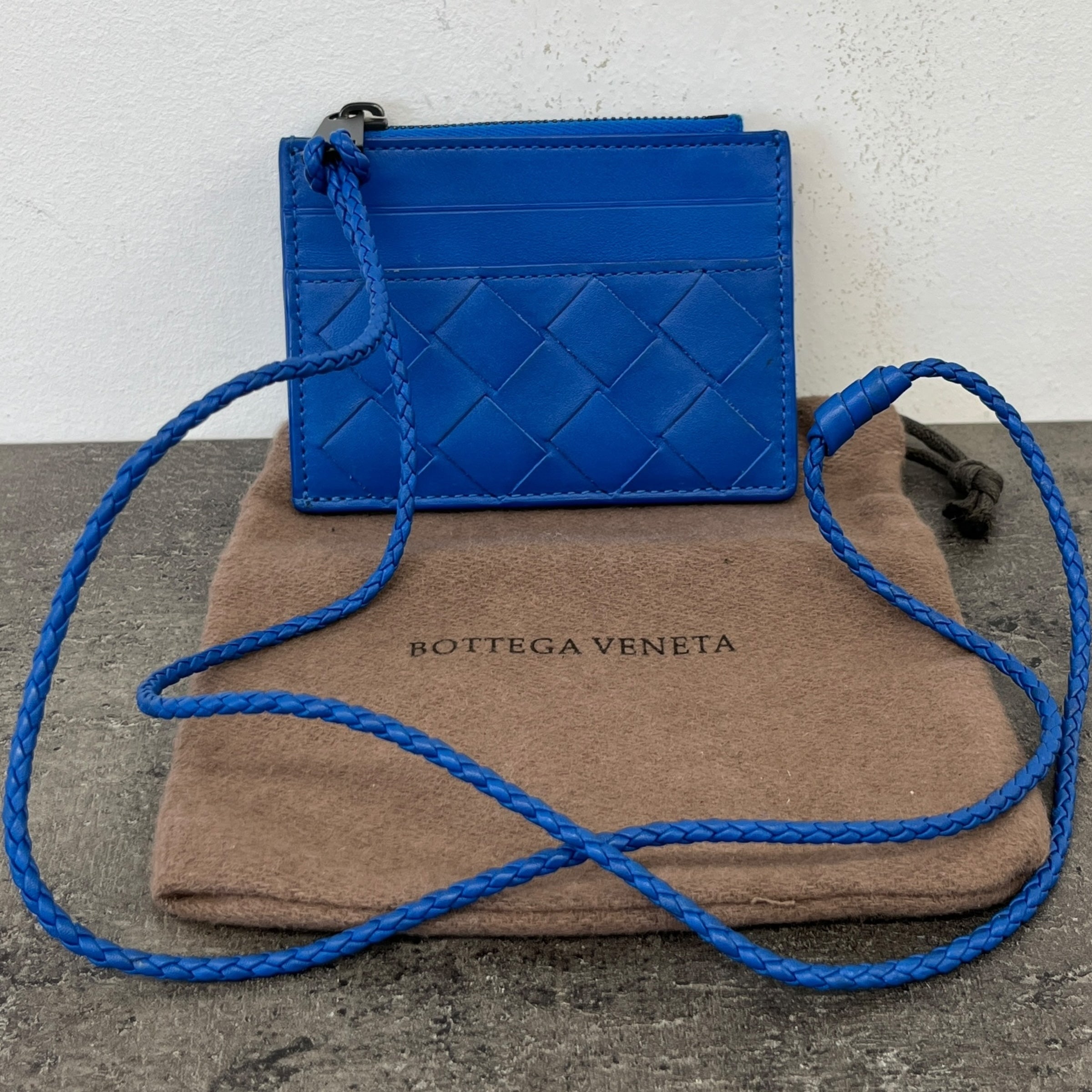 Women's Lanyard Woven Card Holder Blue