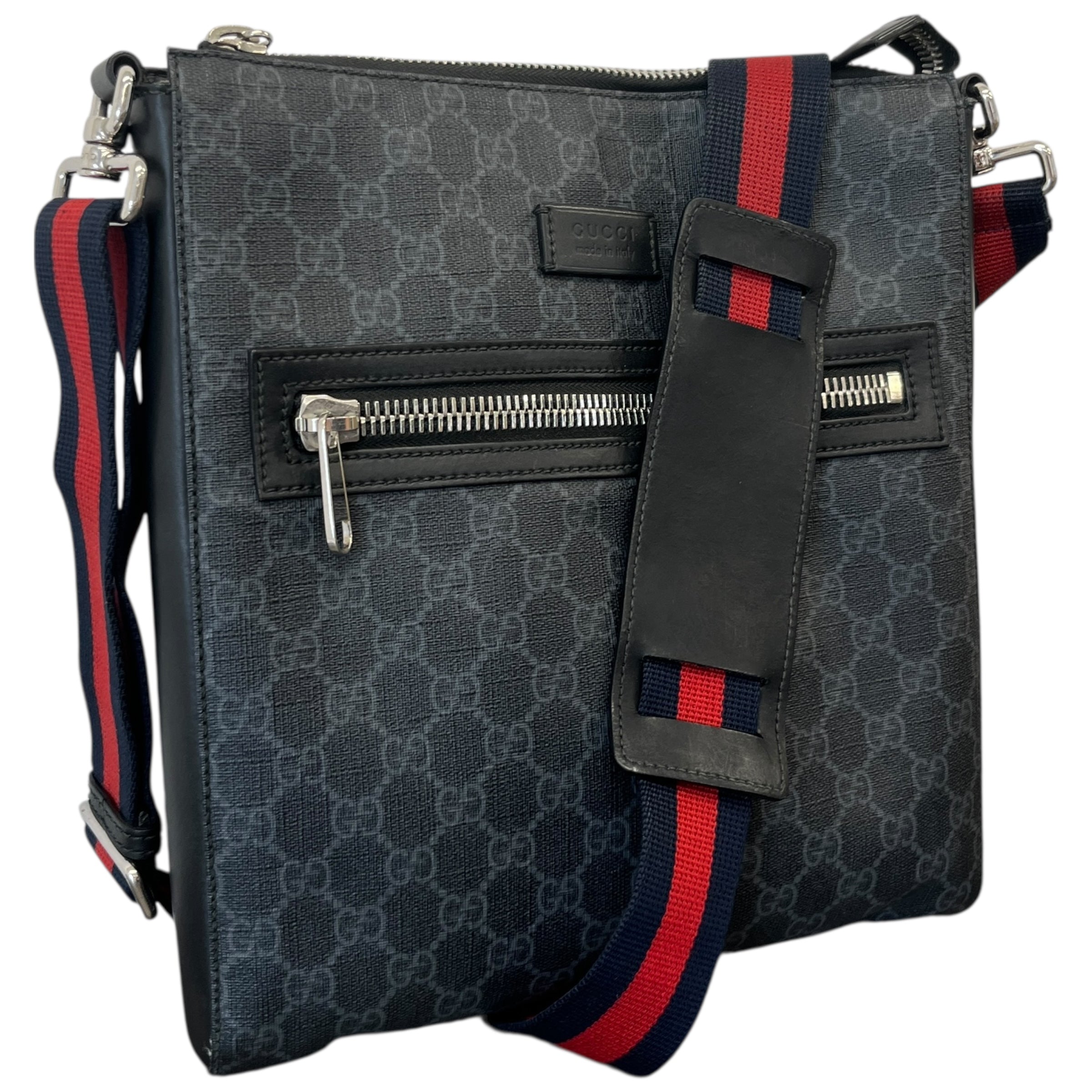 Men's Gg Supreme Web Messenger Bag Black