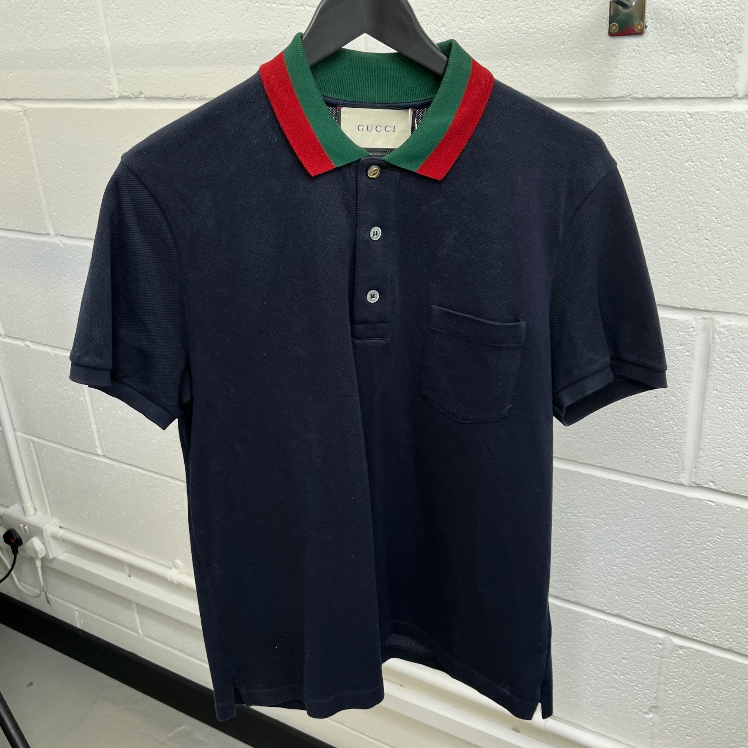 Men's Web Collar Polo Shirt Navy Size L