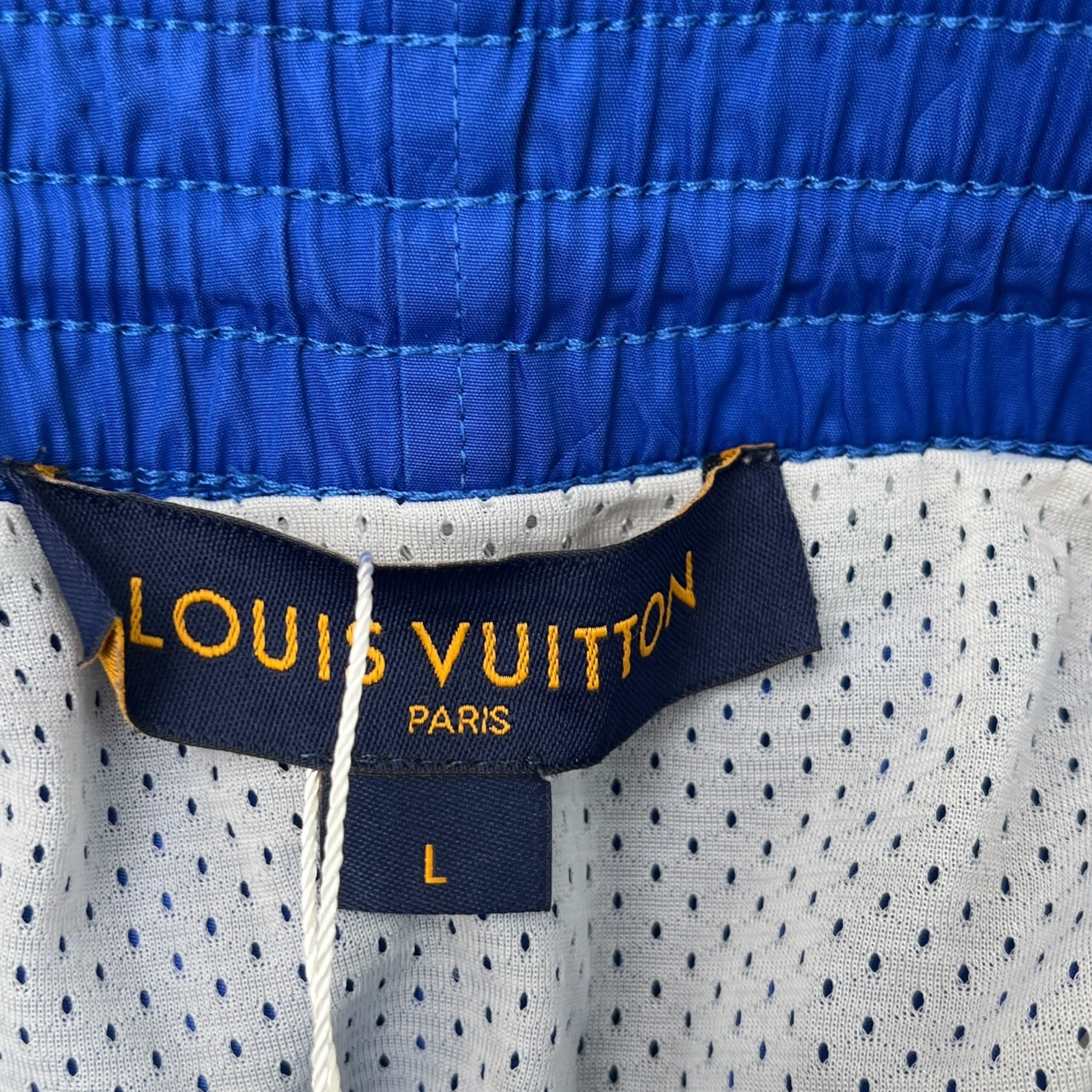 Men's Monogram Logo Swim Shorts Blue Size L