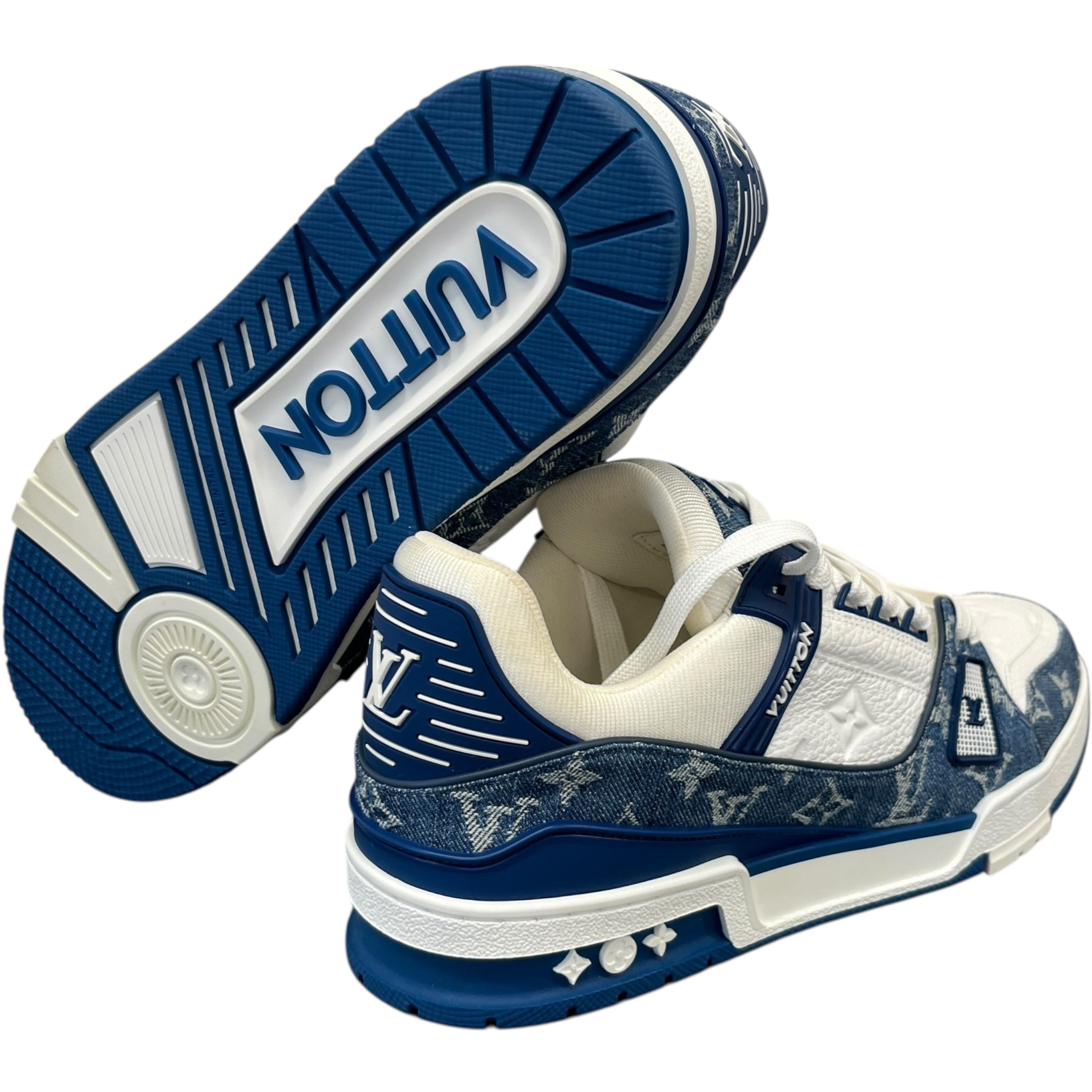 Men's Lv Denim Low Trainers Blue Size EU 43.5 / UK 9.5