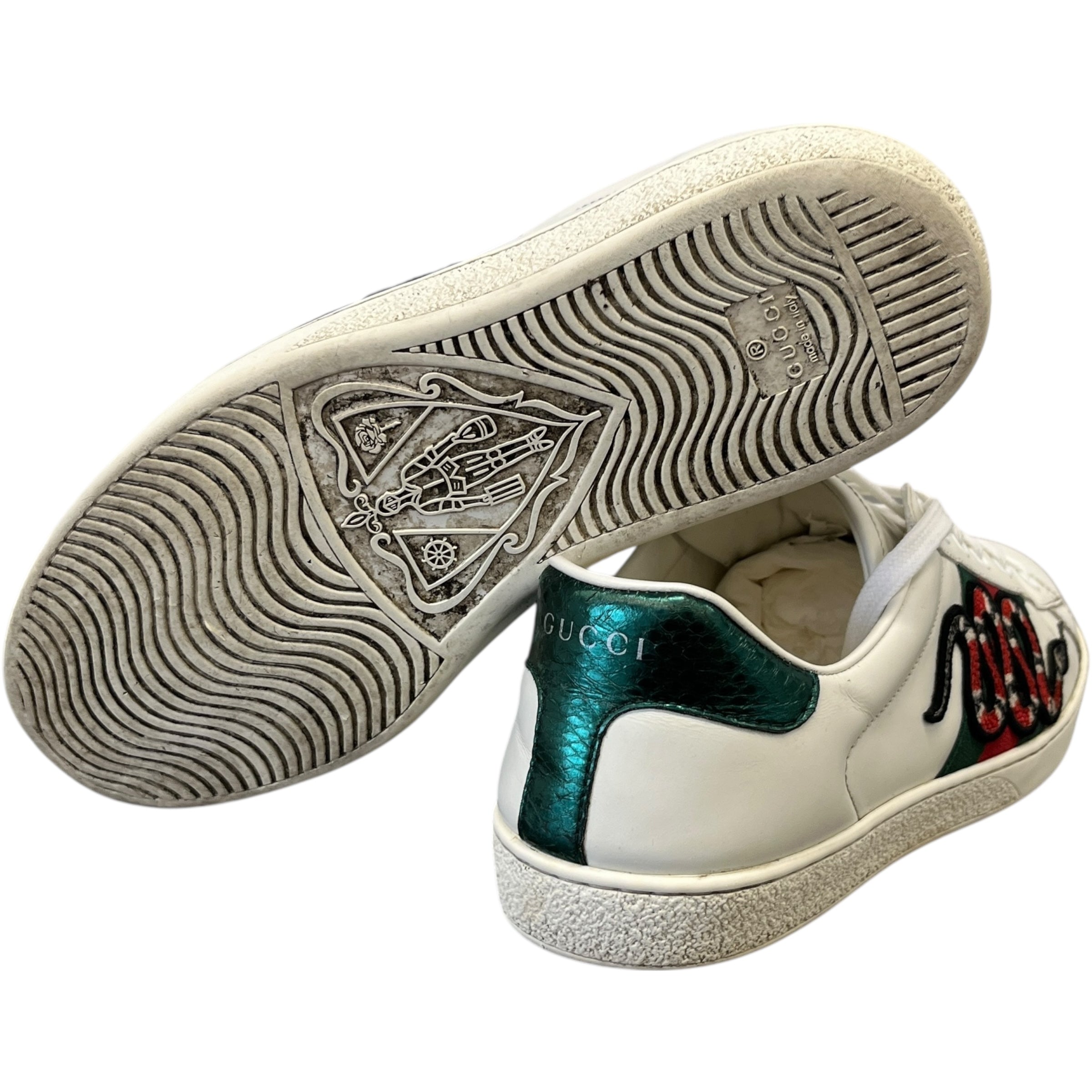 Men's Ace Embroidered Snake Low Trainers White Size EU 42.5 / UK 8.5