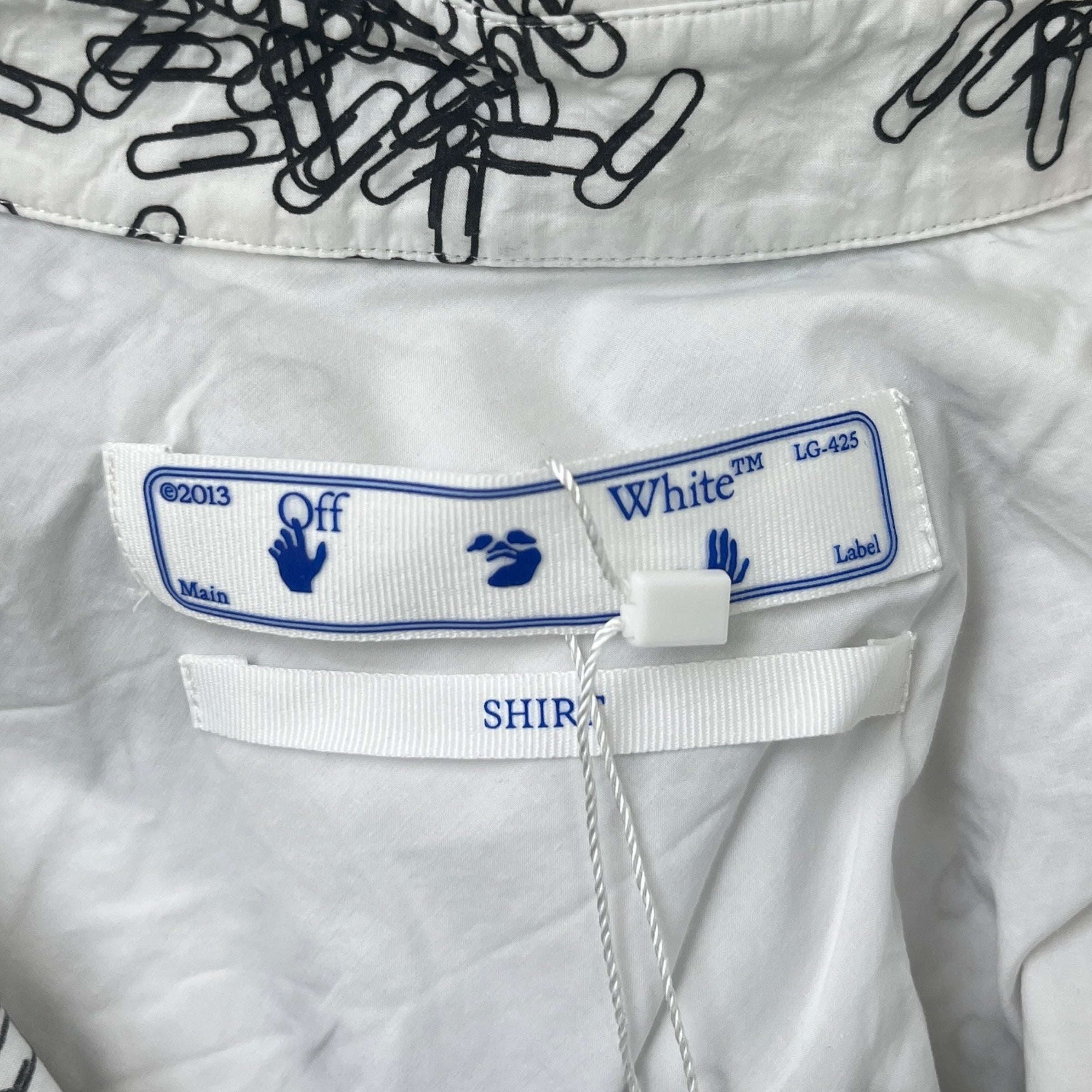 Men's Paperclip Print Short Sleeve Shirt White Size M