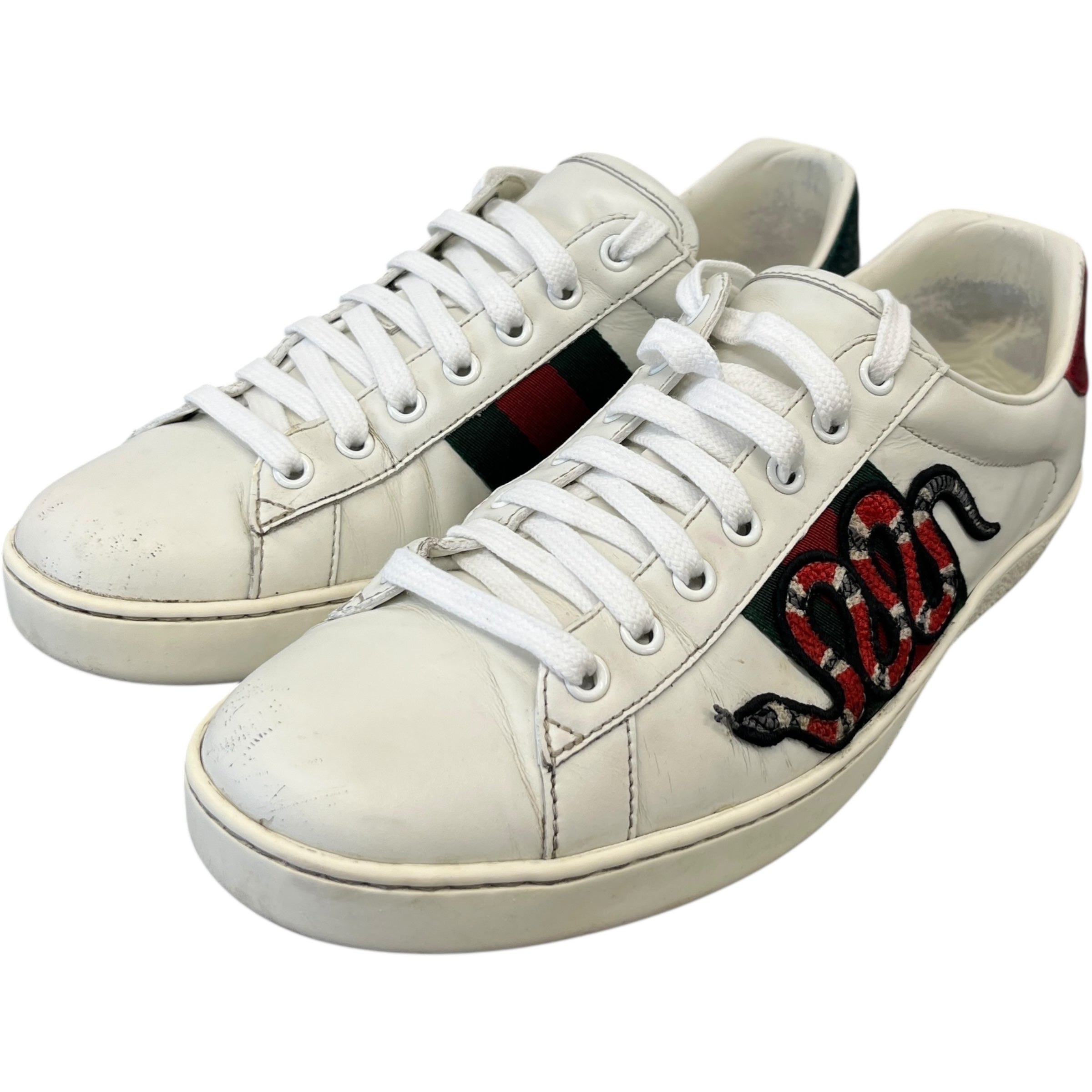 Men's Ace Embroidered Snake Low Trainers White Size EU 42.5 / UK 8.5