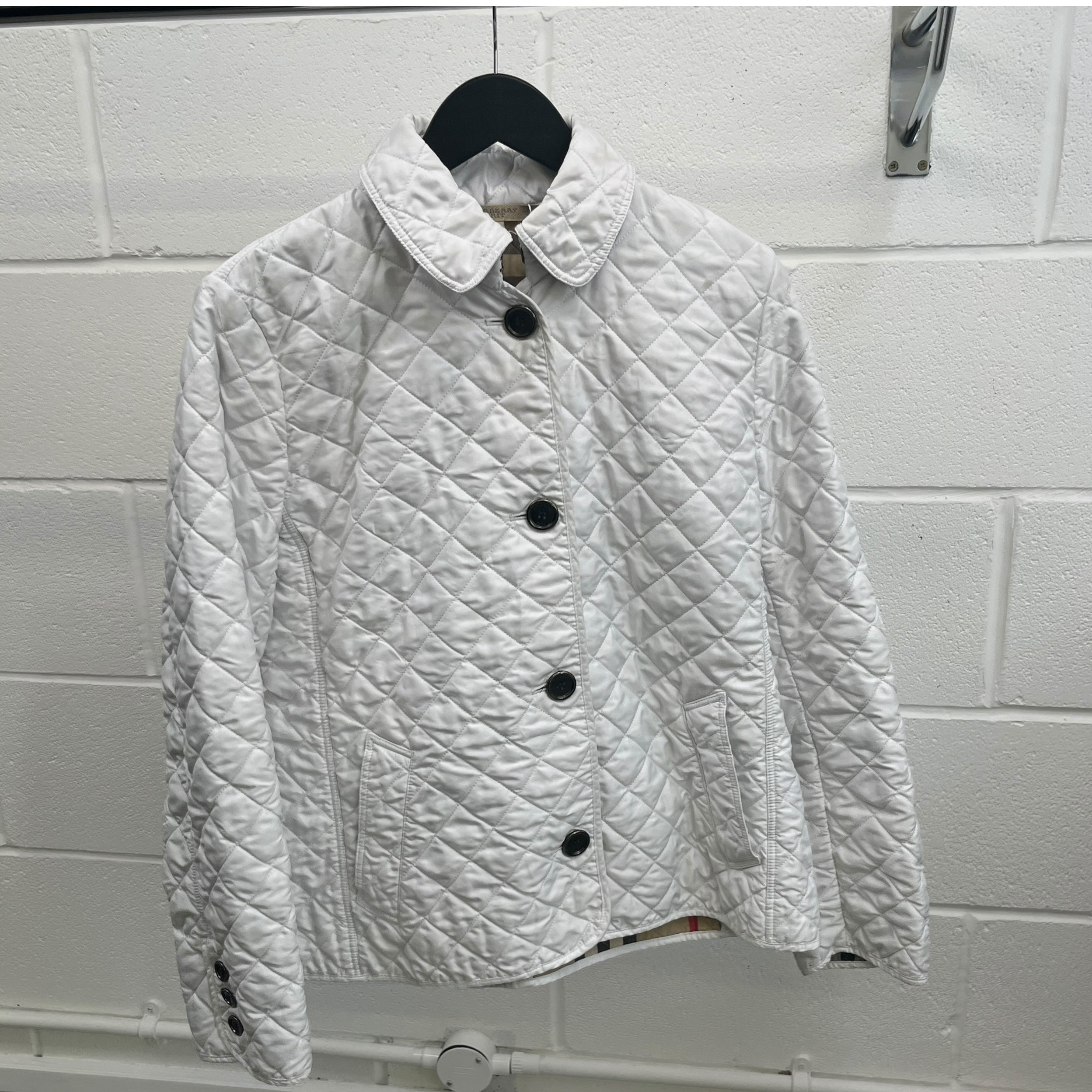 Women's Quilted Nova Check Down Jacket White Size L