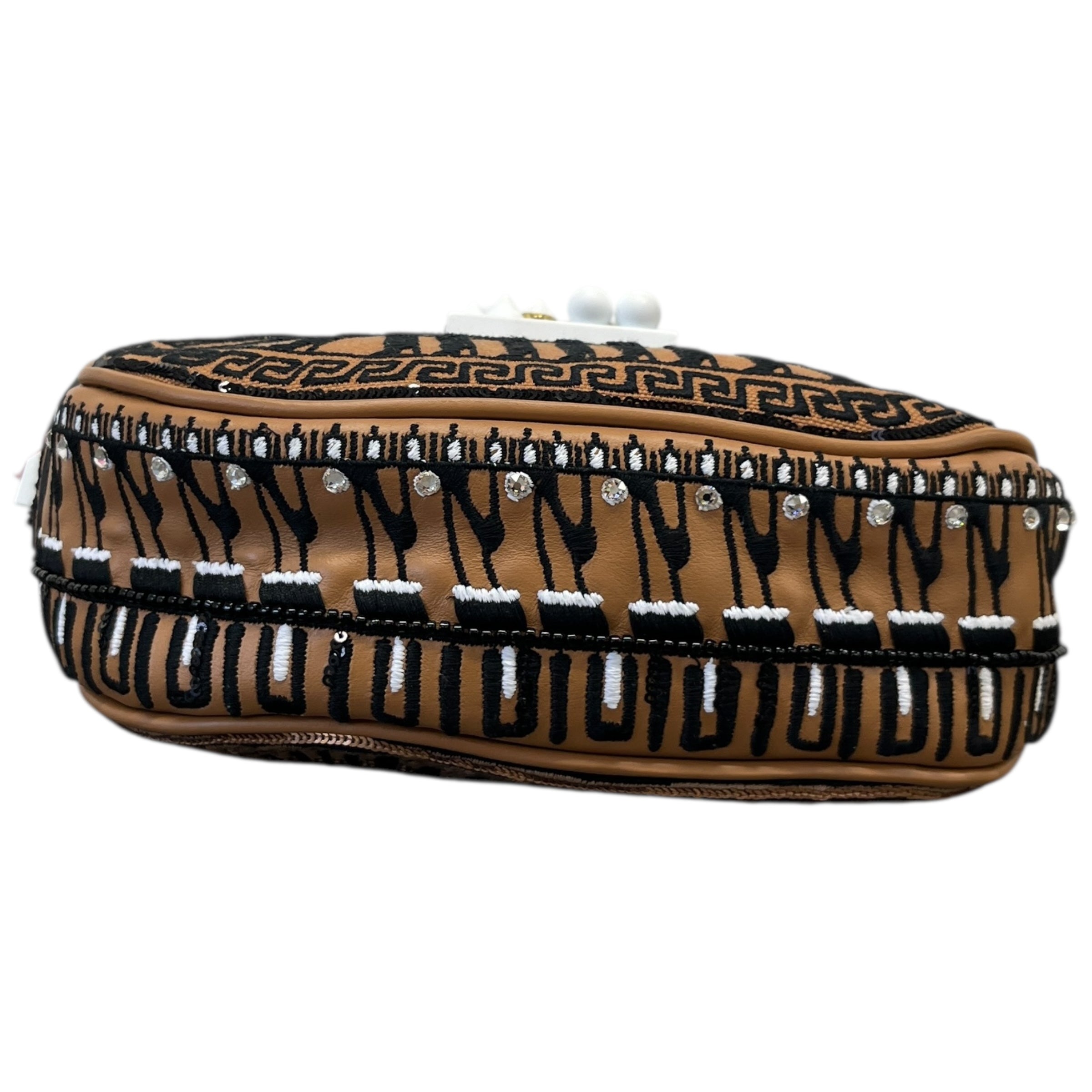 Women's Carasky Embroidered Stud Greek Shoulder Bag Brown