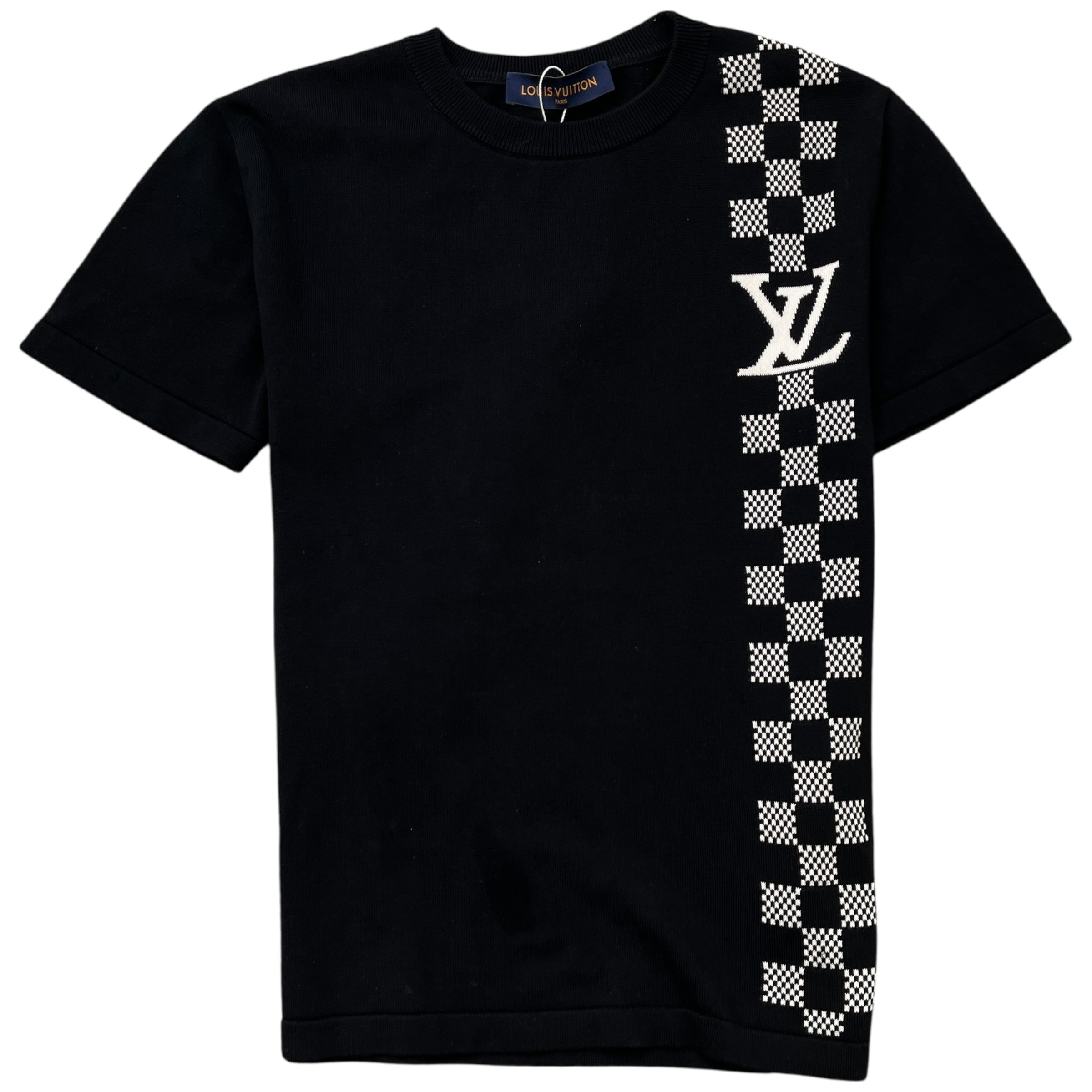 Men's Damier Stripe Jacquard T-Shirt Black Size XS