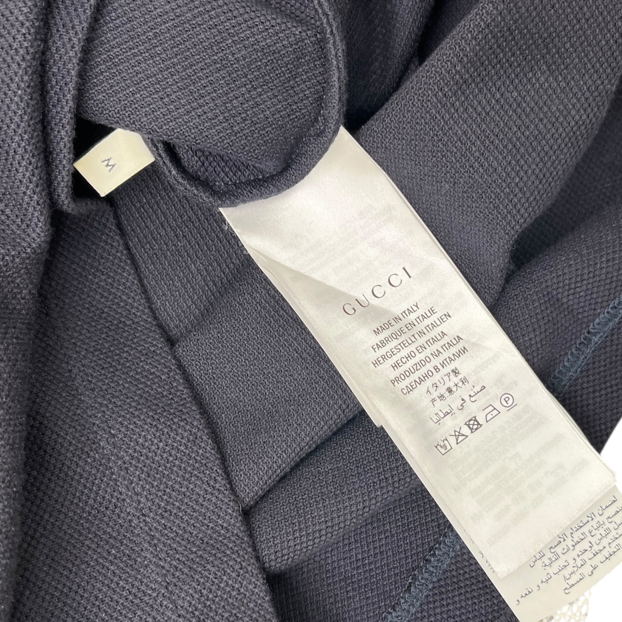 Men's Tape Logo Polo Shirt Navy Size M