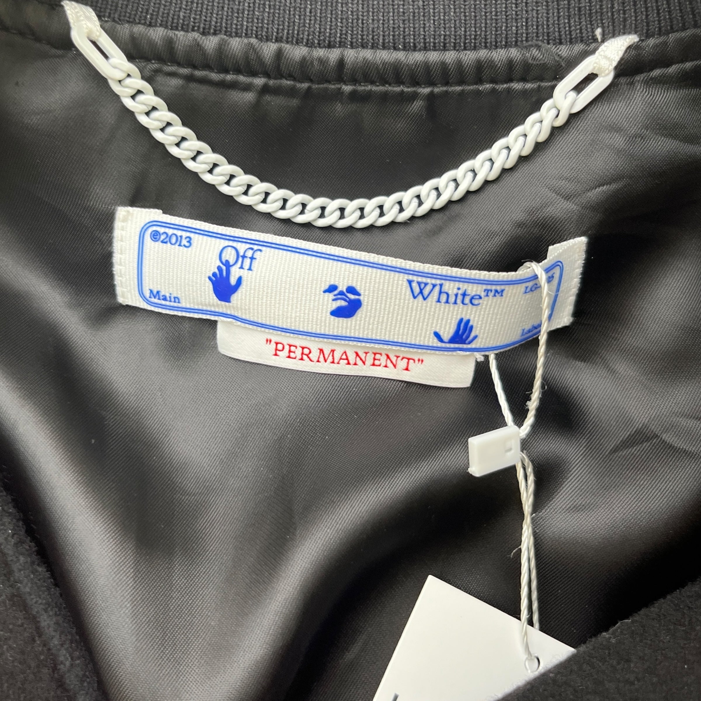 Men's Ow Patch Varsity Jacket Black Size M