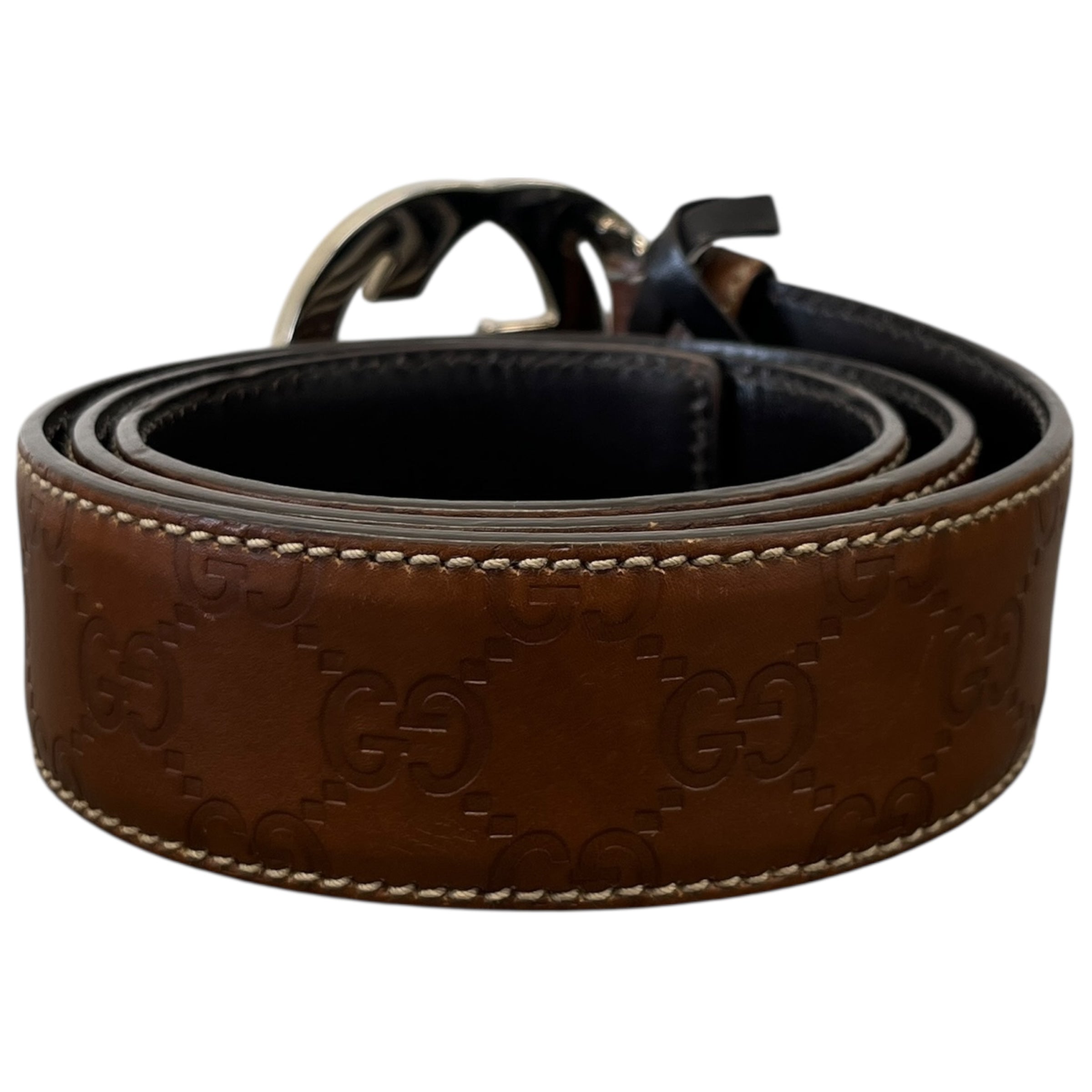 Men's Interlocking G Belt Brown Size Waist 30"