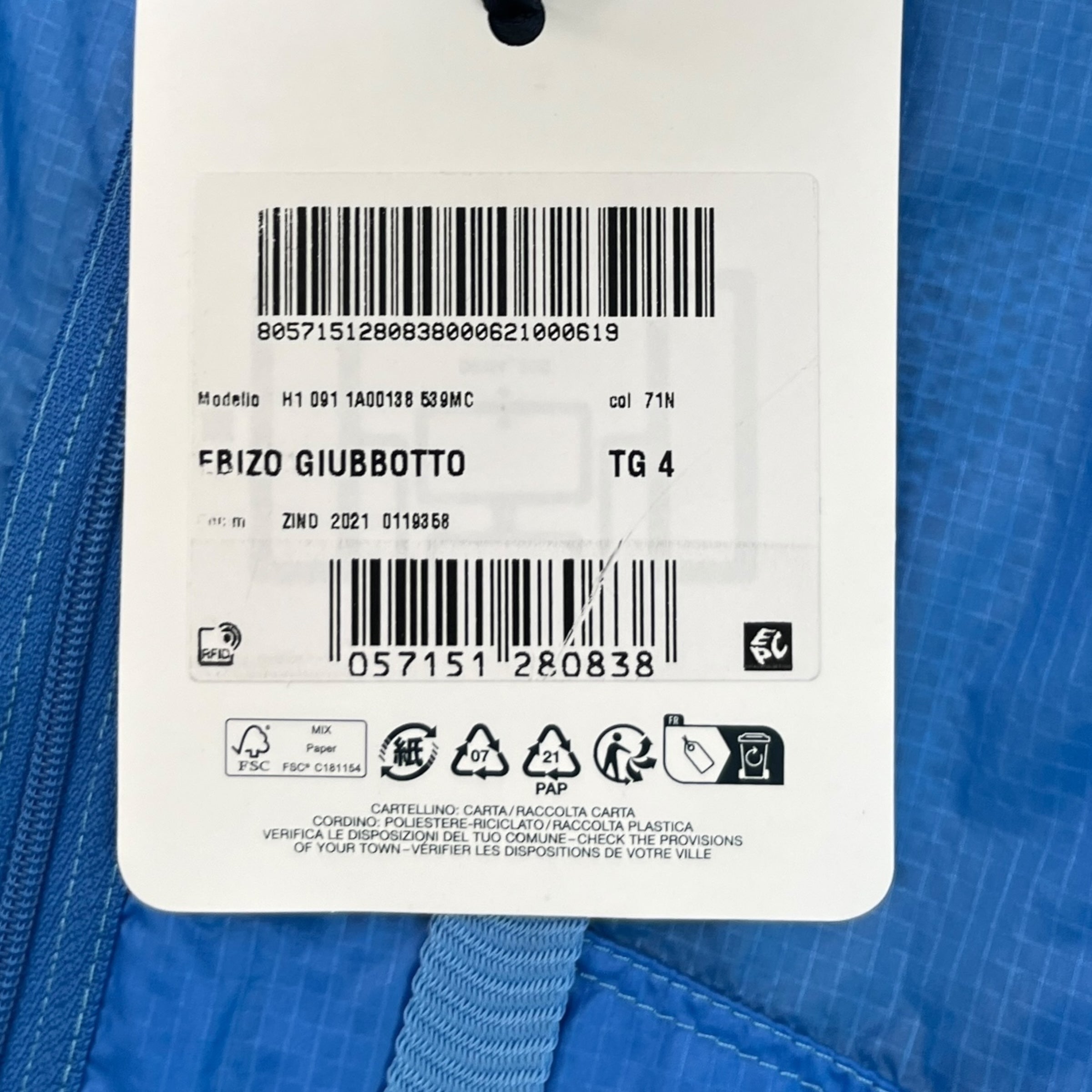 Men's Ebizo Windbreaker Blue Size 4 / XL