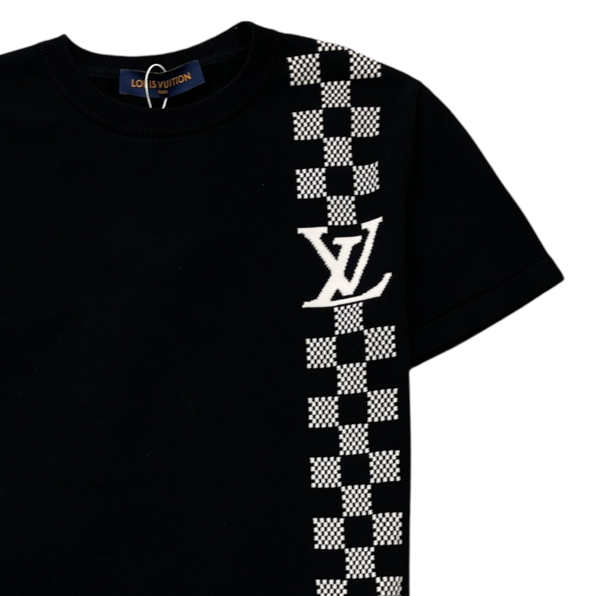 Men's Damier Stripe Jacquard T-Shirt Black Size XS