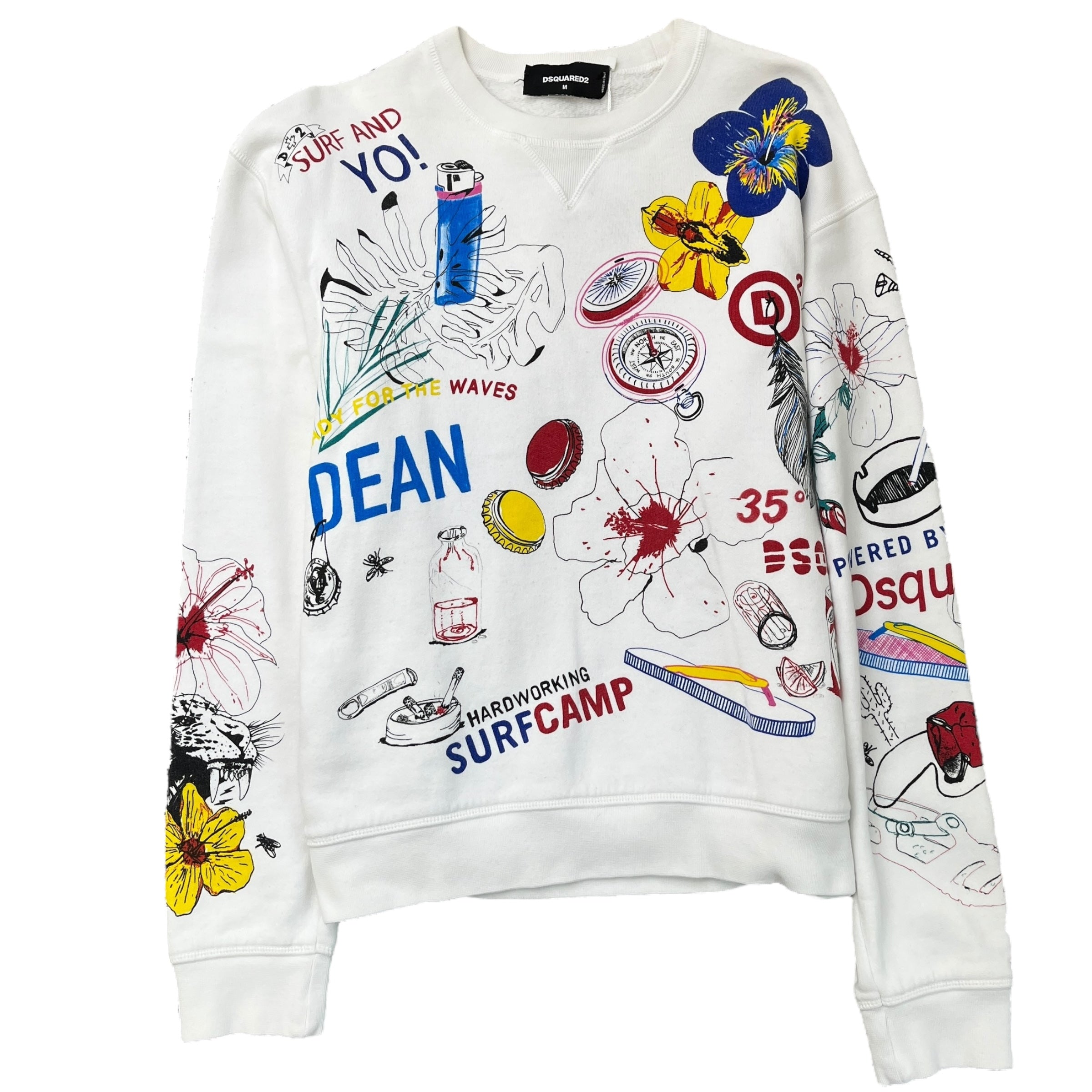 Men's Surf Camp Print Sweatshirt White Size M