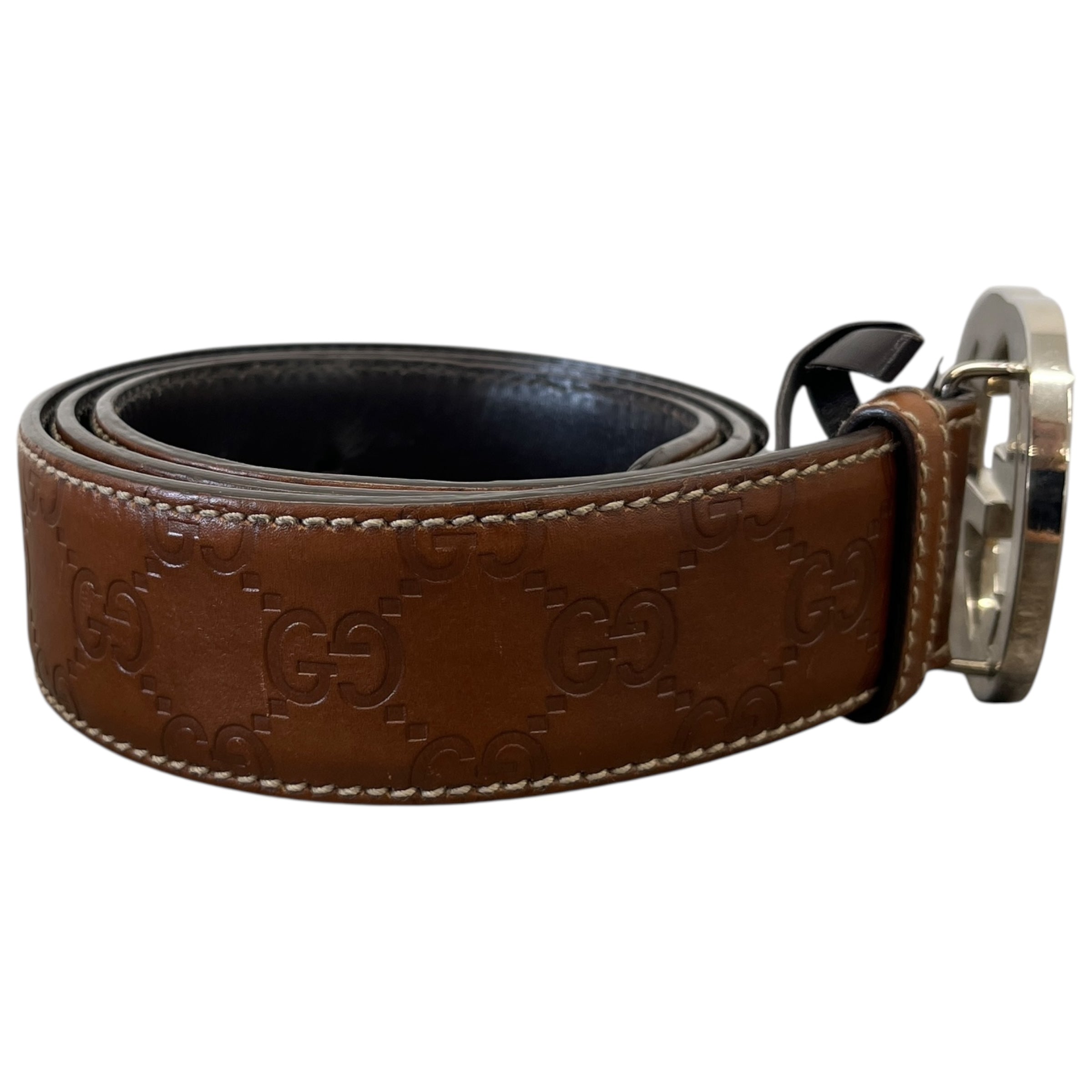 Men's Interlocking G Belt Brown Size Waist 30"