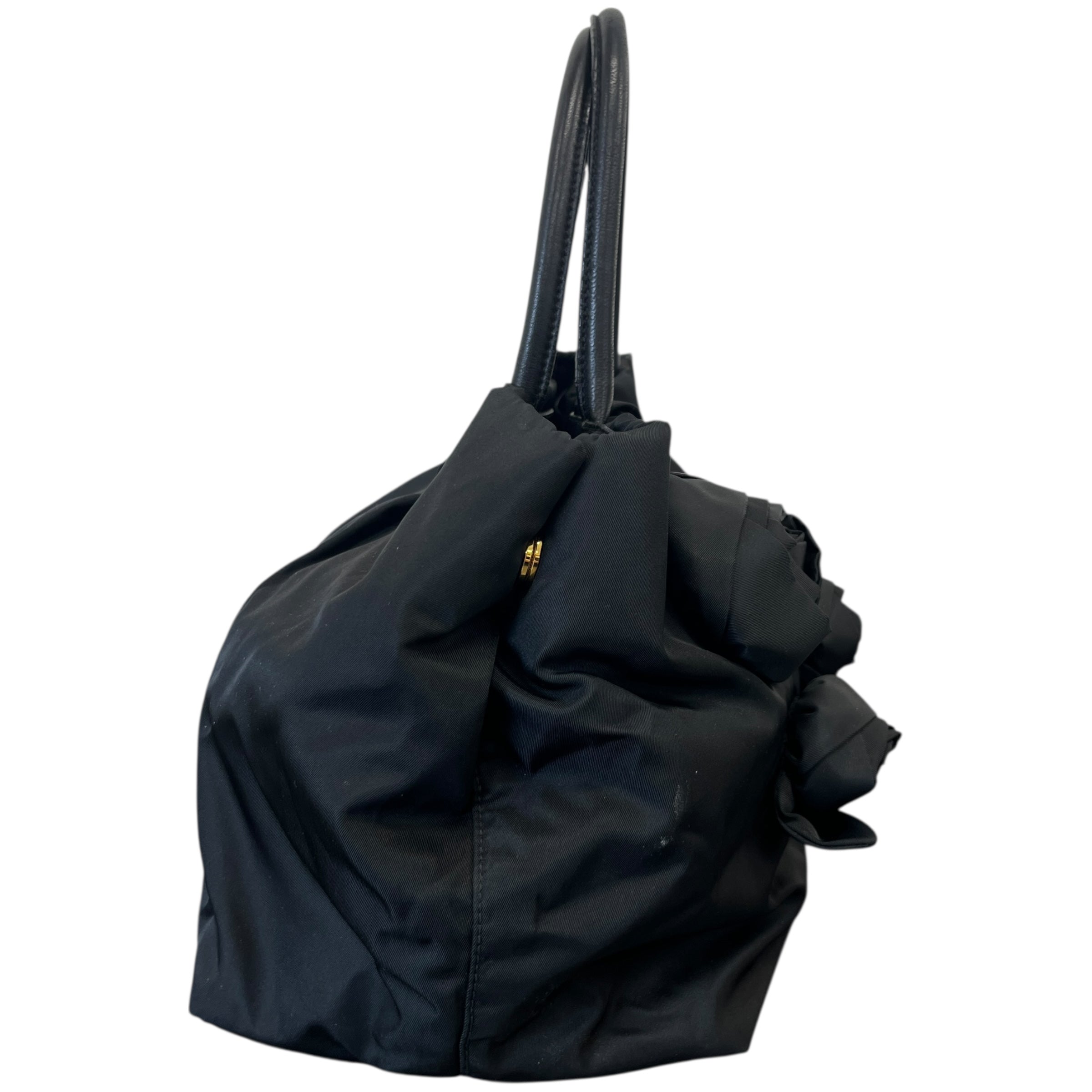 Women's Nylon Roses Handbag Black