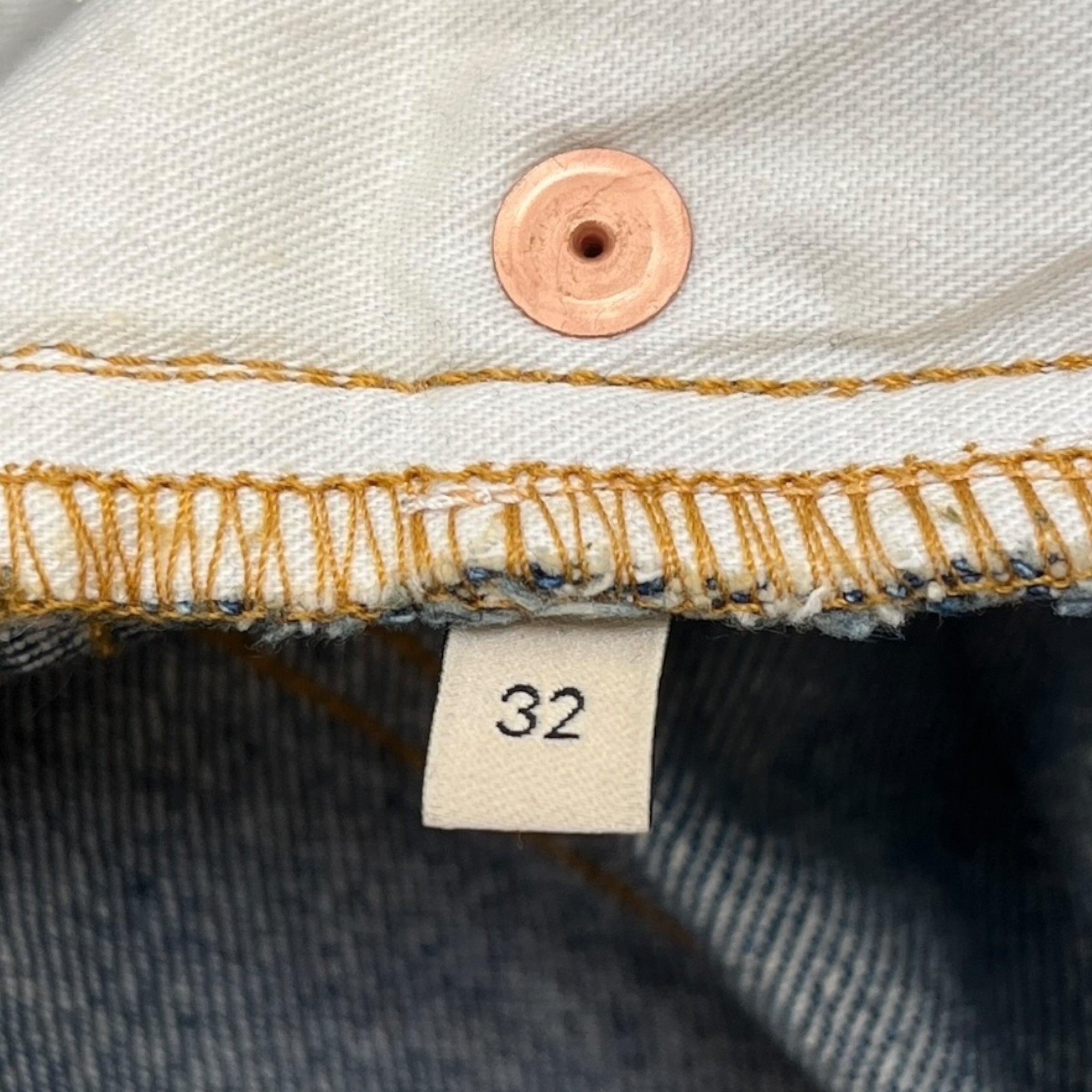 Men's Plaque Logo Jeans Blue Size Waist 32"