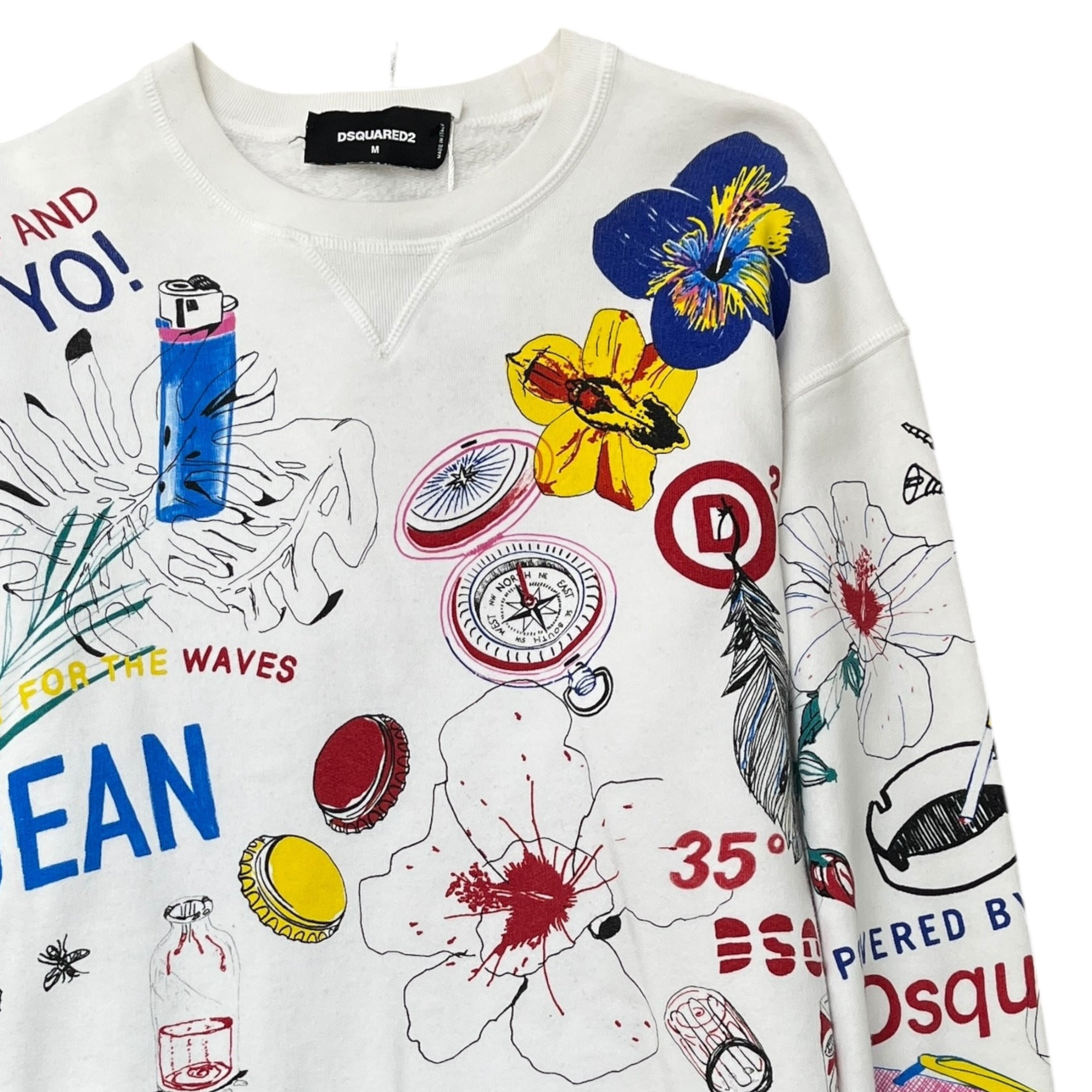 Men's Surf Camp Print Sweatshirt White Size M