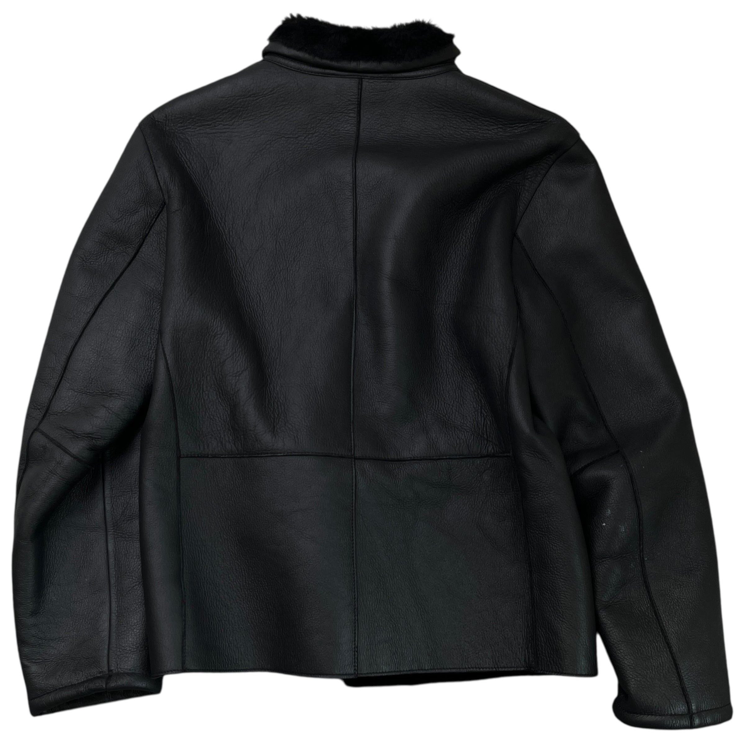 Men's Lamb Shearling Lined Jacket Black Size S