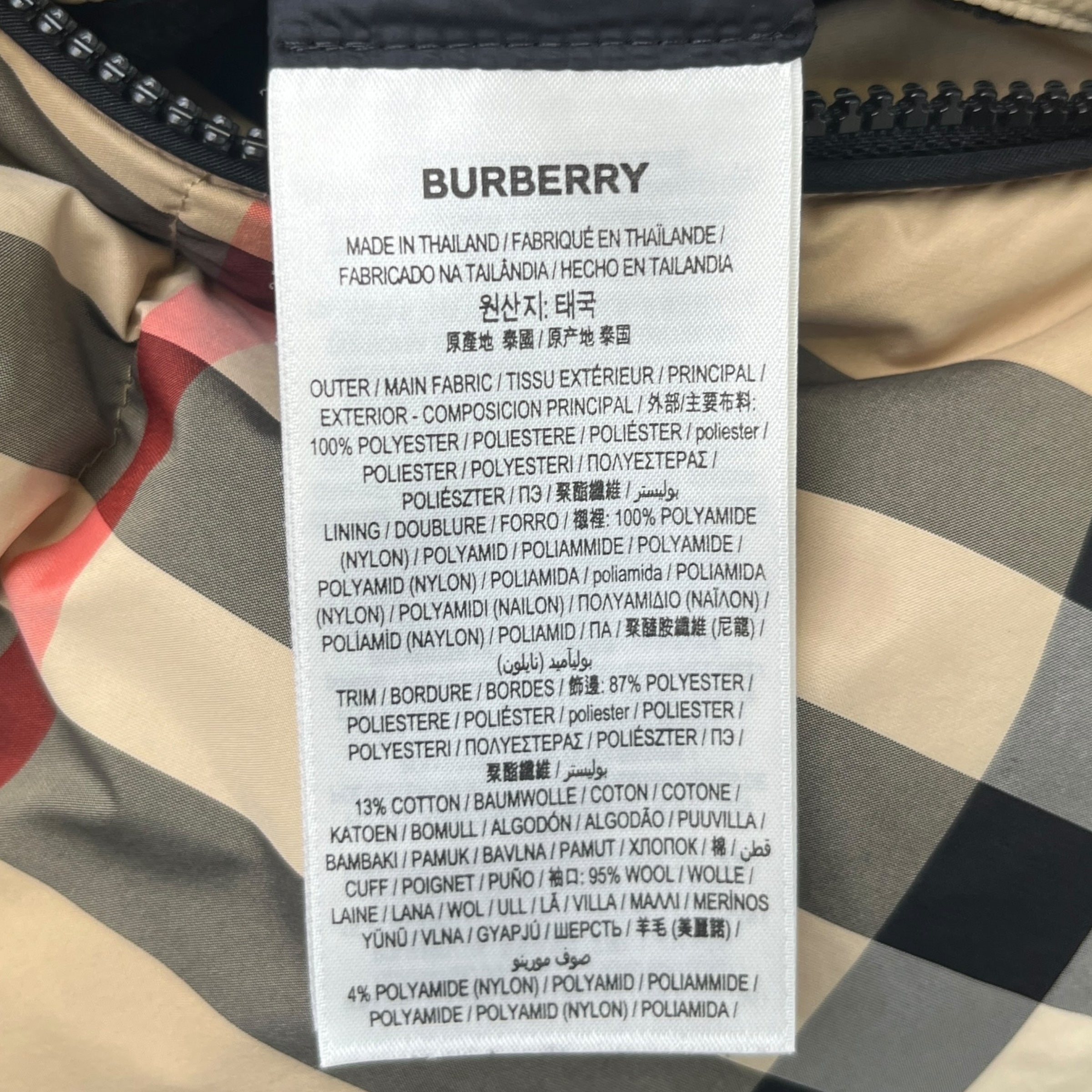 Women's Check Cropped Down Jacket Beige Size XS