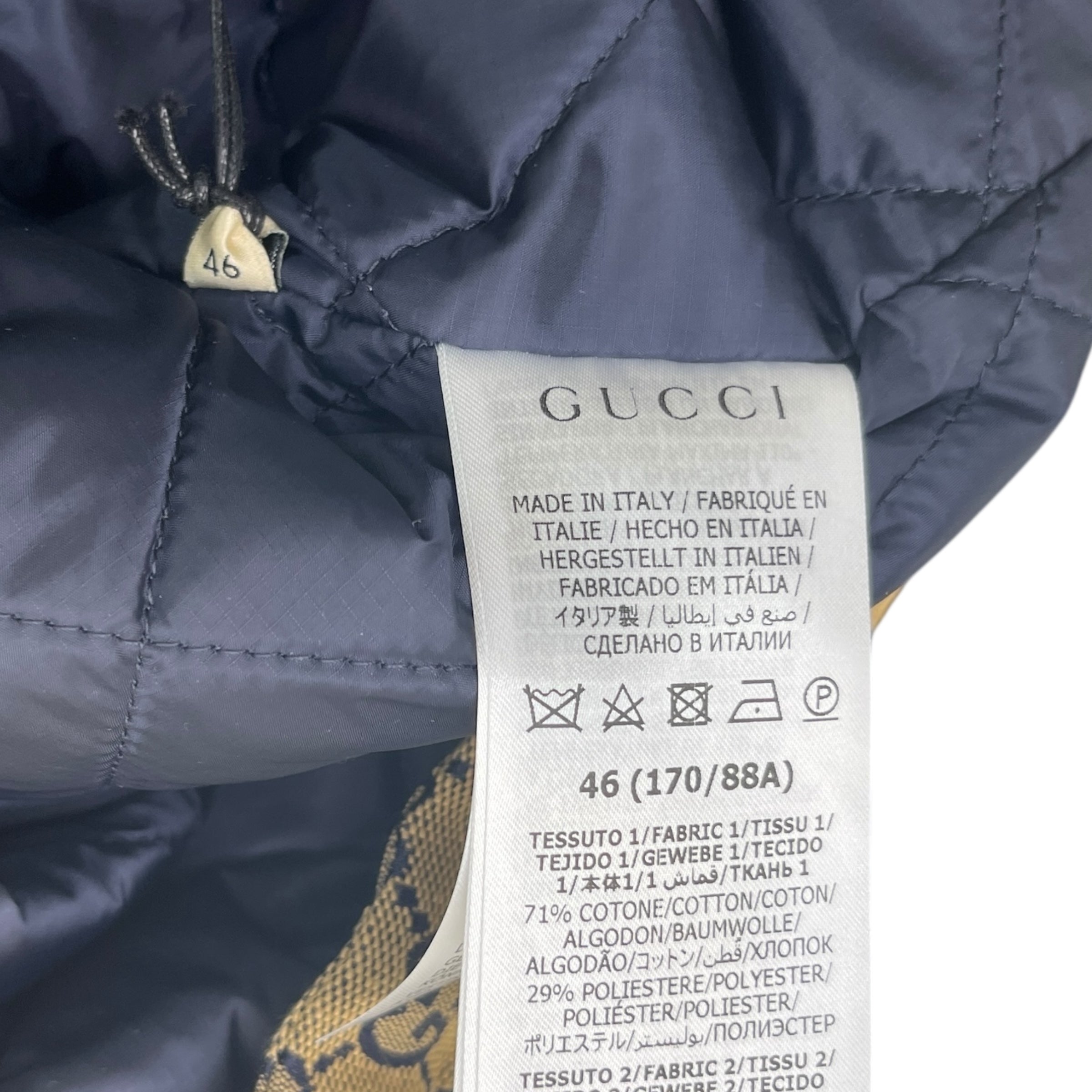 Men's Gg Supreme Canvas Down Jacket Beige Size IT 46 / S