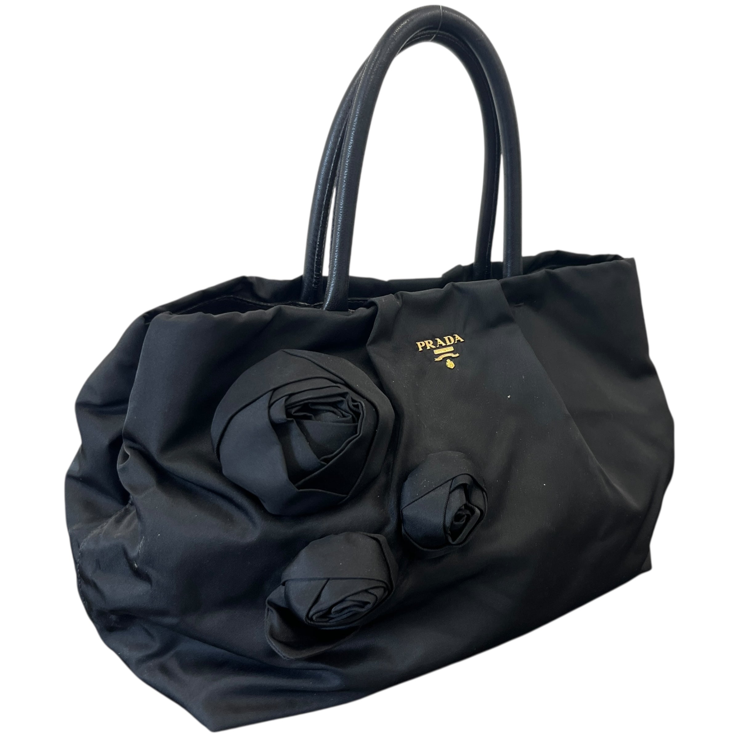 Women's Nylon Roses Handbag Black