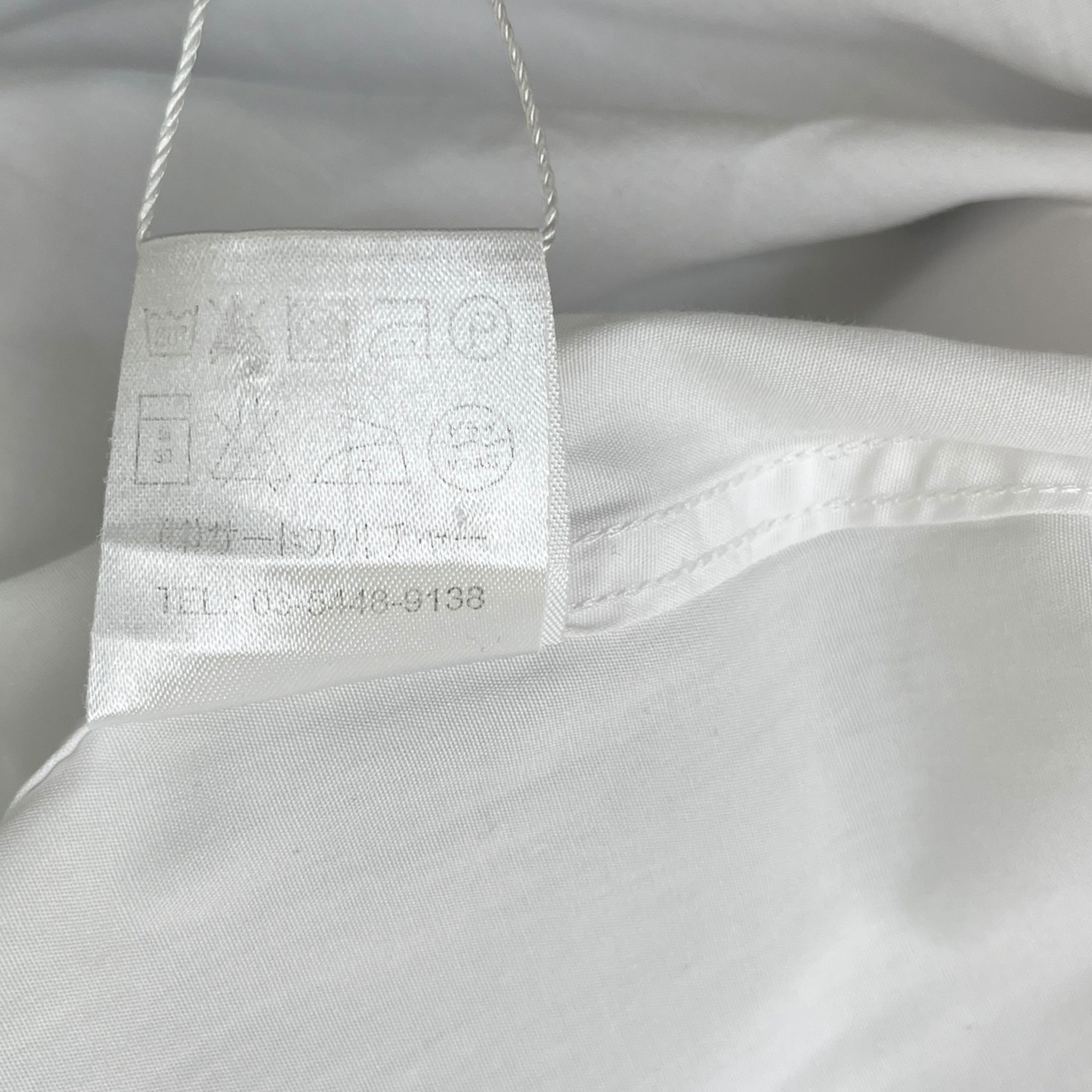 Men's Striped Collar Long Sleeve Shirt White Size M