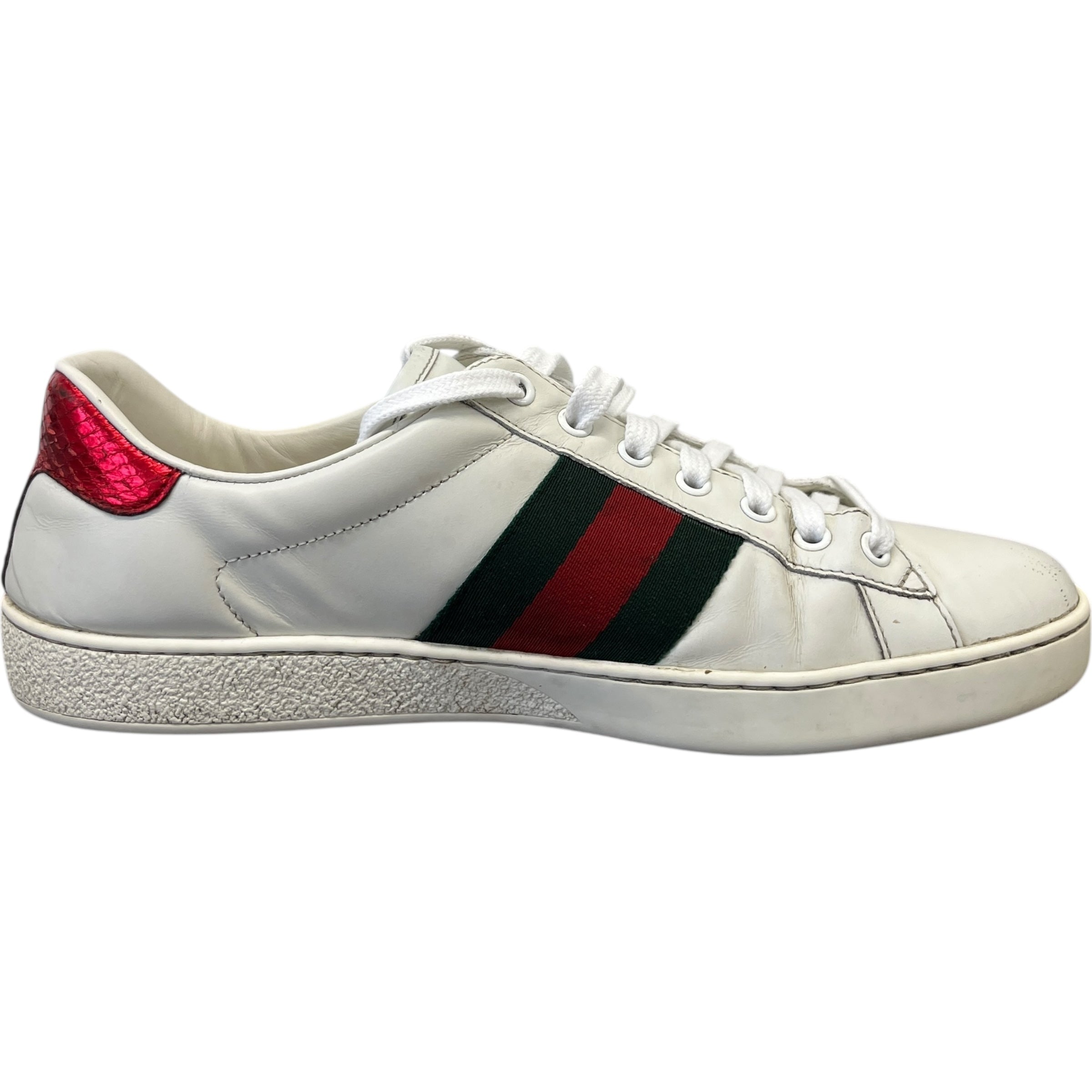 Men's Ace Embroidered Snake Low Trainers White Size EU 42.5 / UK 8.5