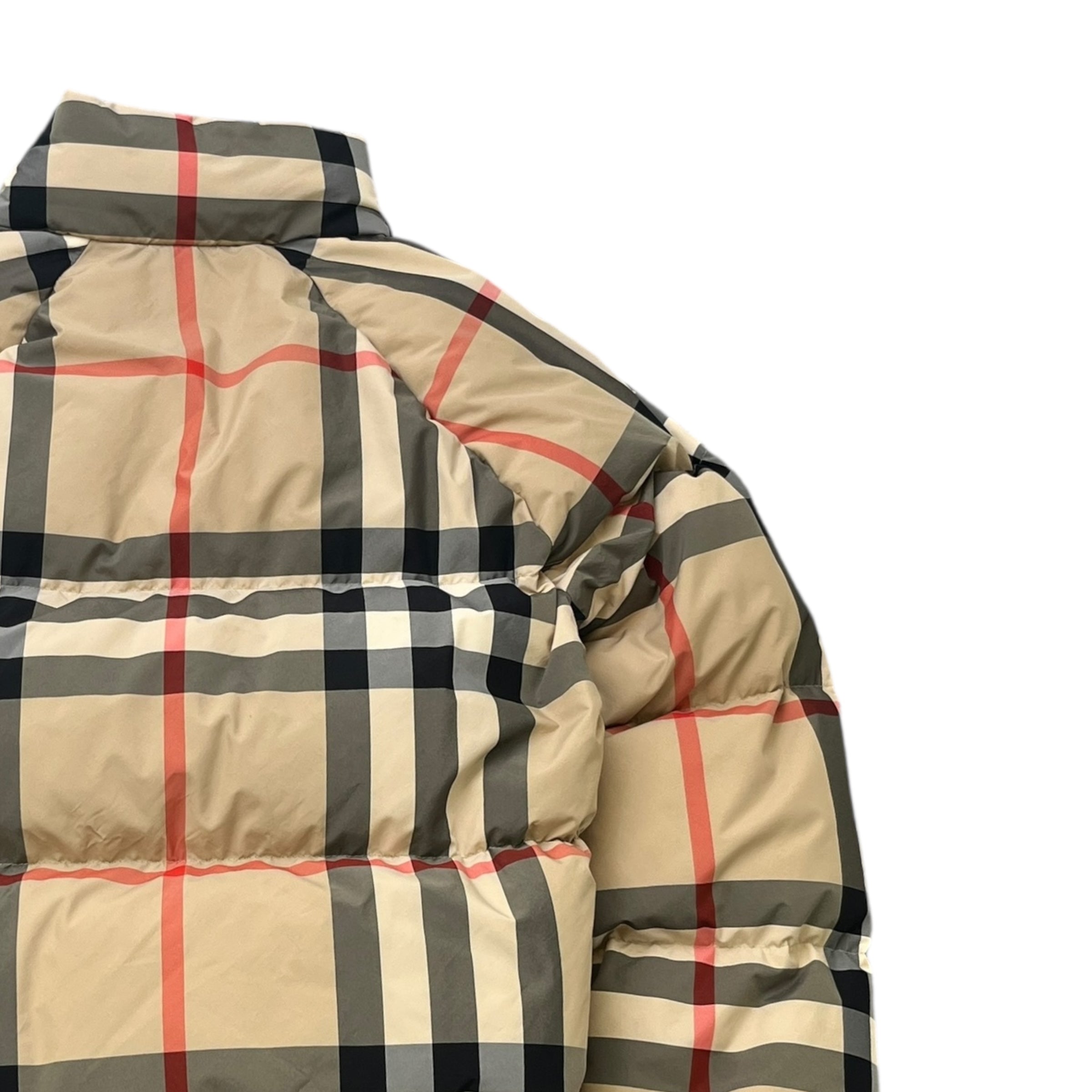Women's Check Cropped Down Jacket Beige Size XS