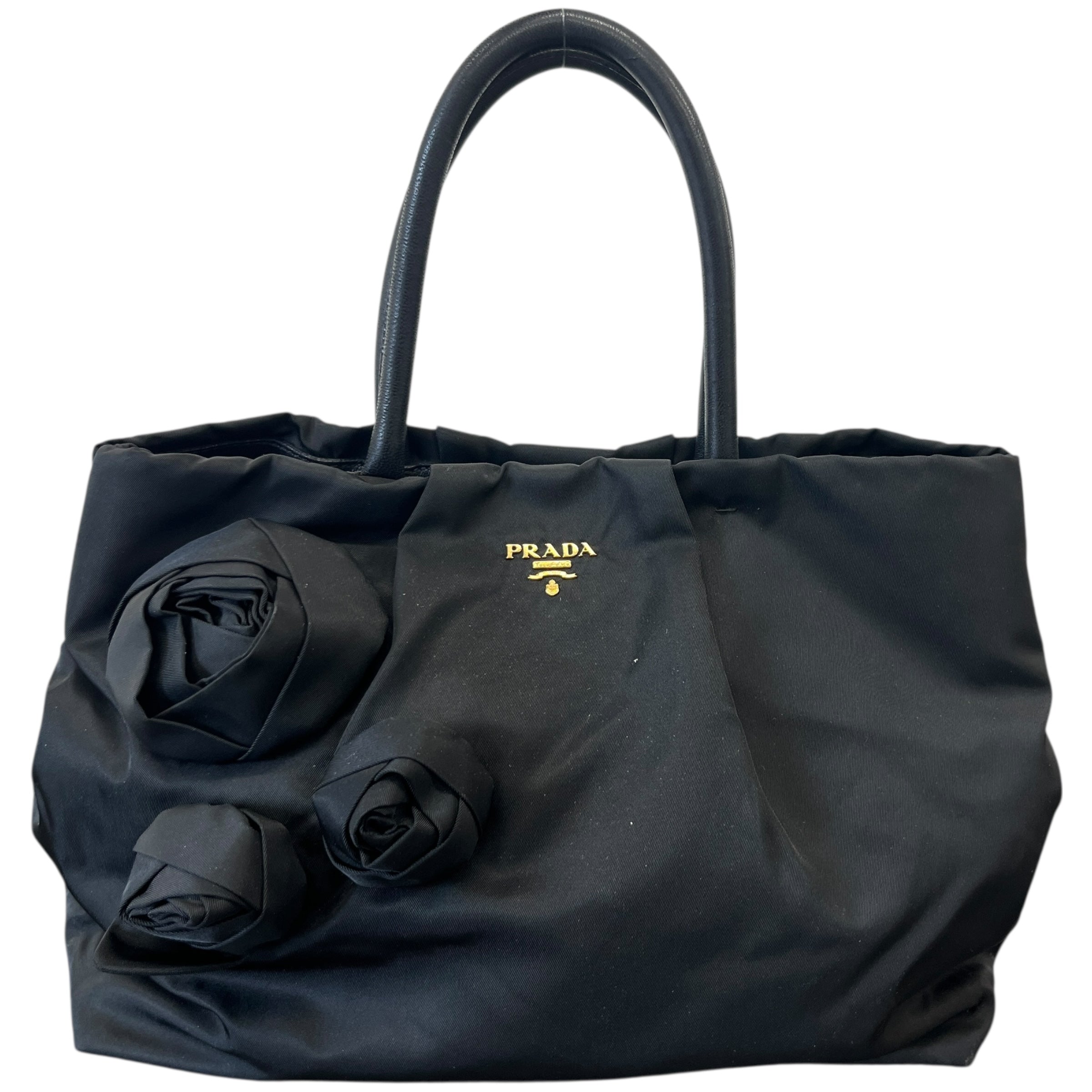 Women's Nylon Roses Handbag Black