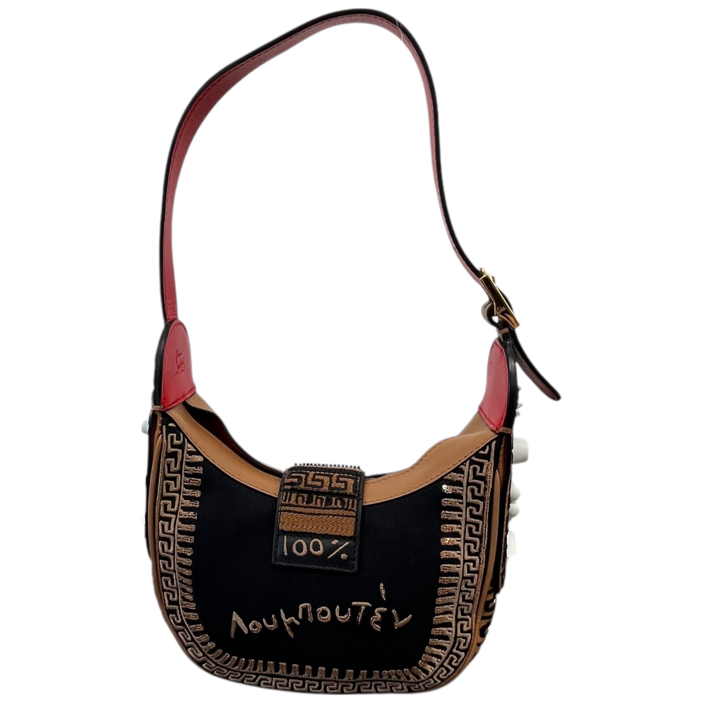Women's Carasky Embroidered Stud Greek Shoulder Bag Brown
