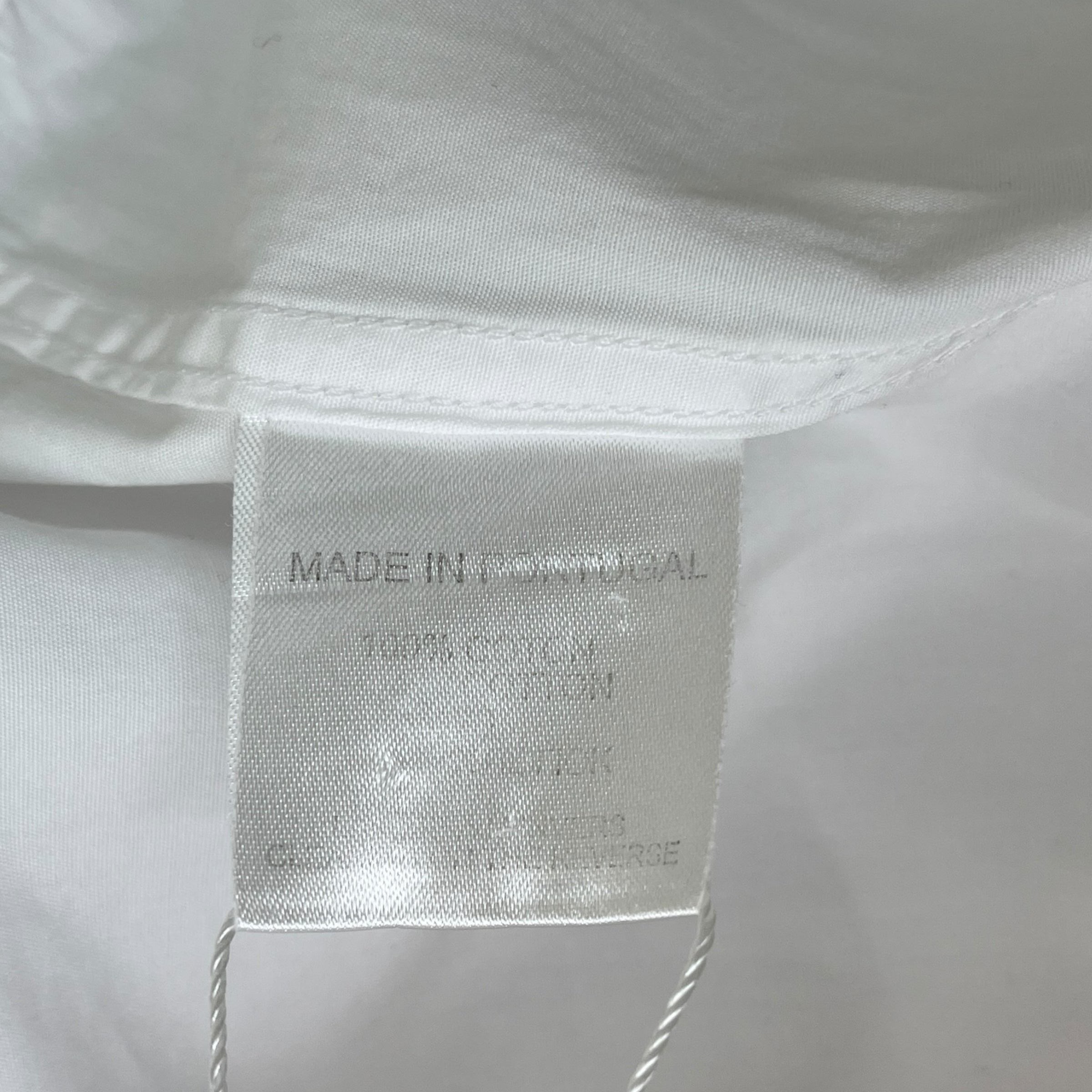 Men's Striped Collar Long Sleeve Shirt White Size M