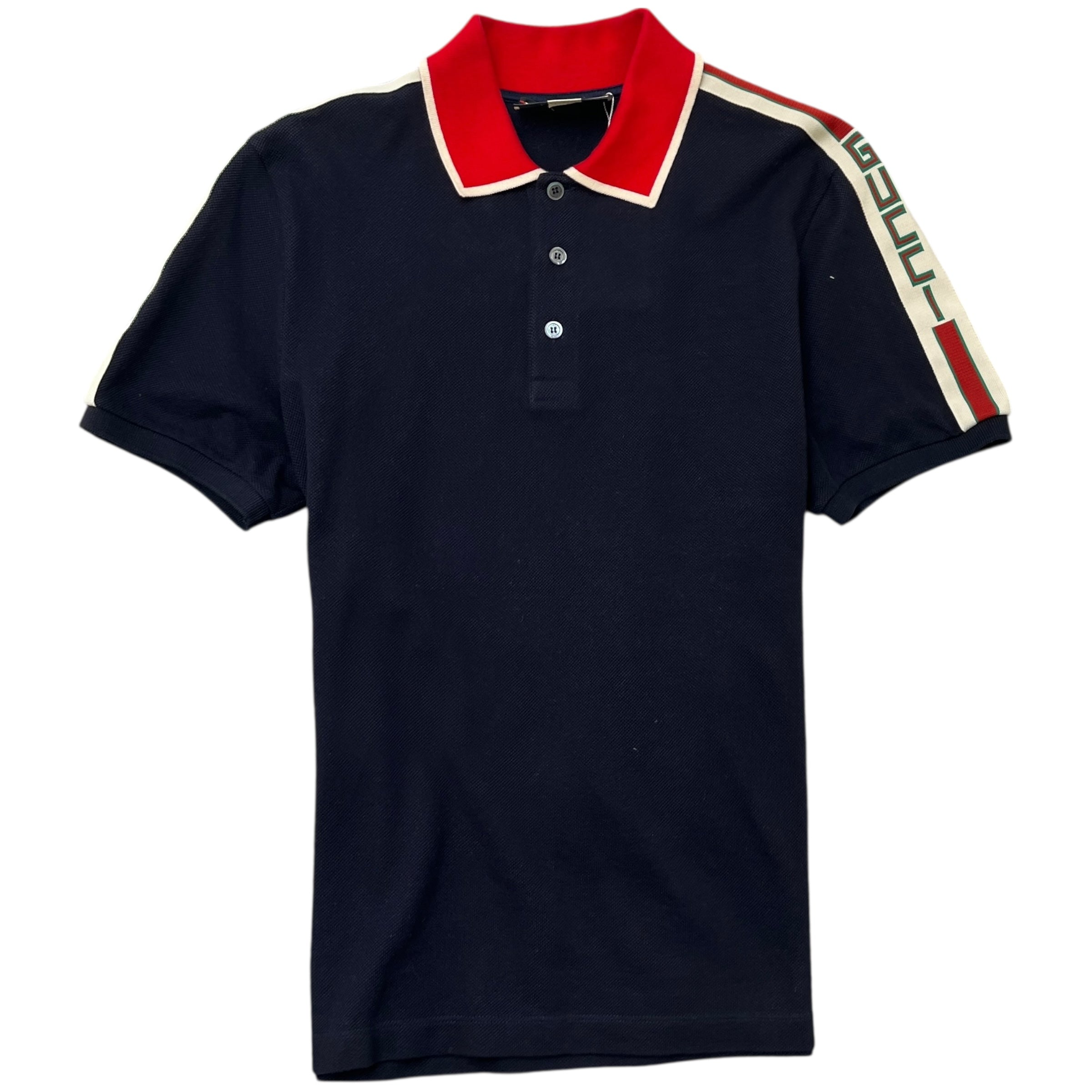 Men's Tape Logo Polo Shirt Navy Size M
