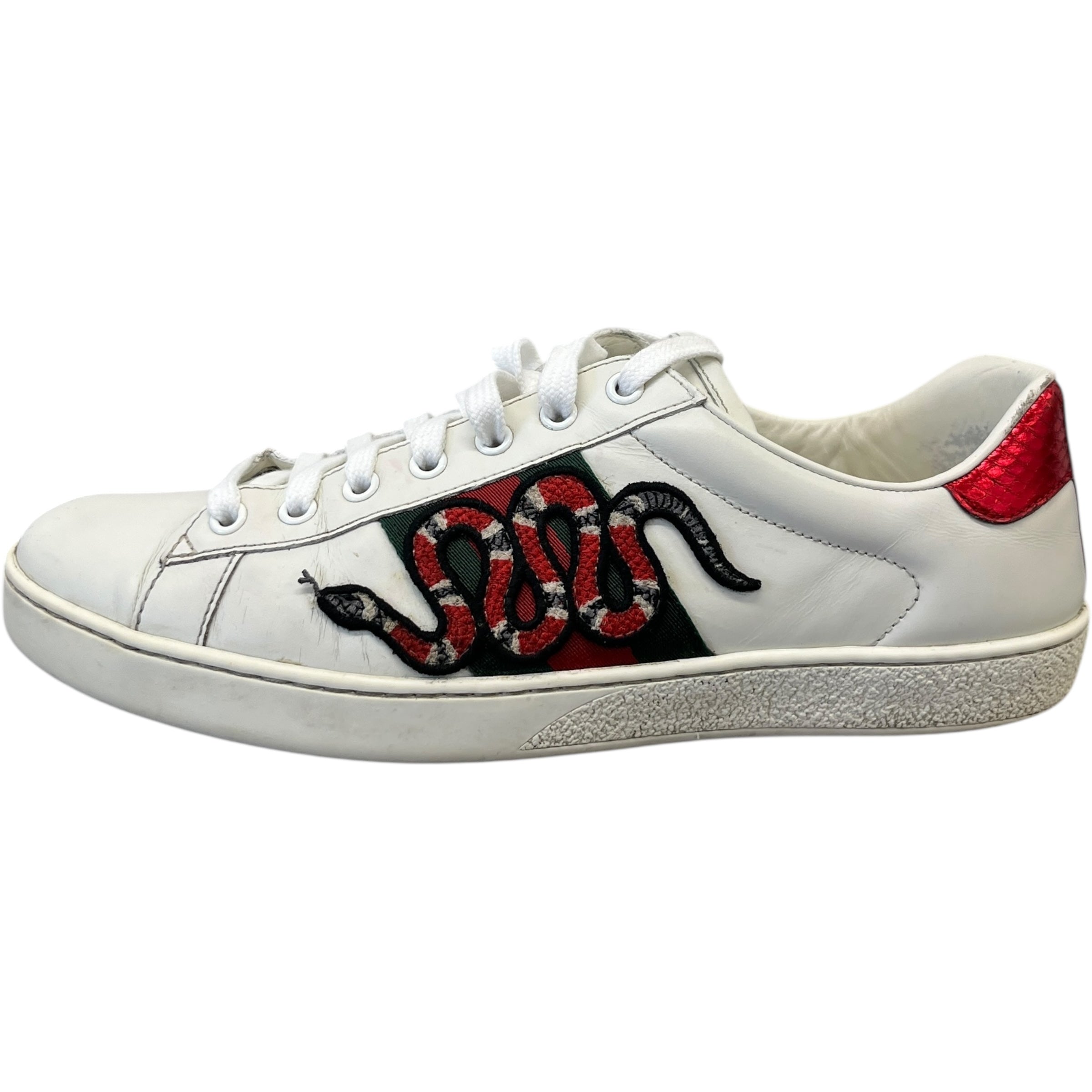 Men's Ace Embroidered Snake Low Trainers White Size EU 42.5 / UK 8.5