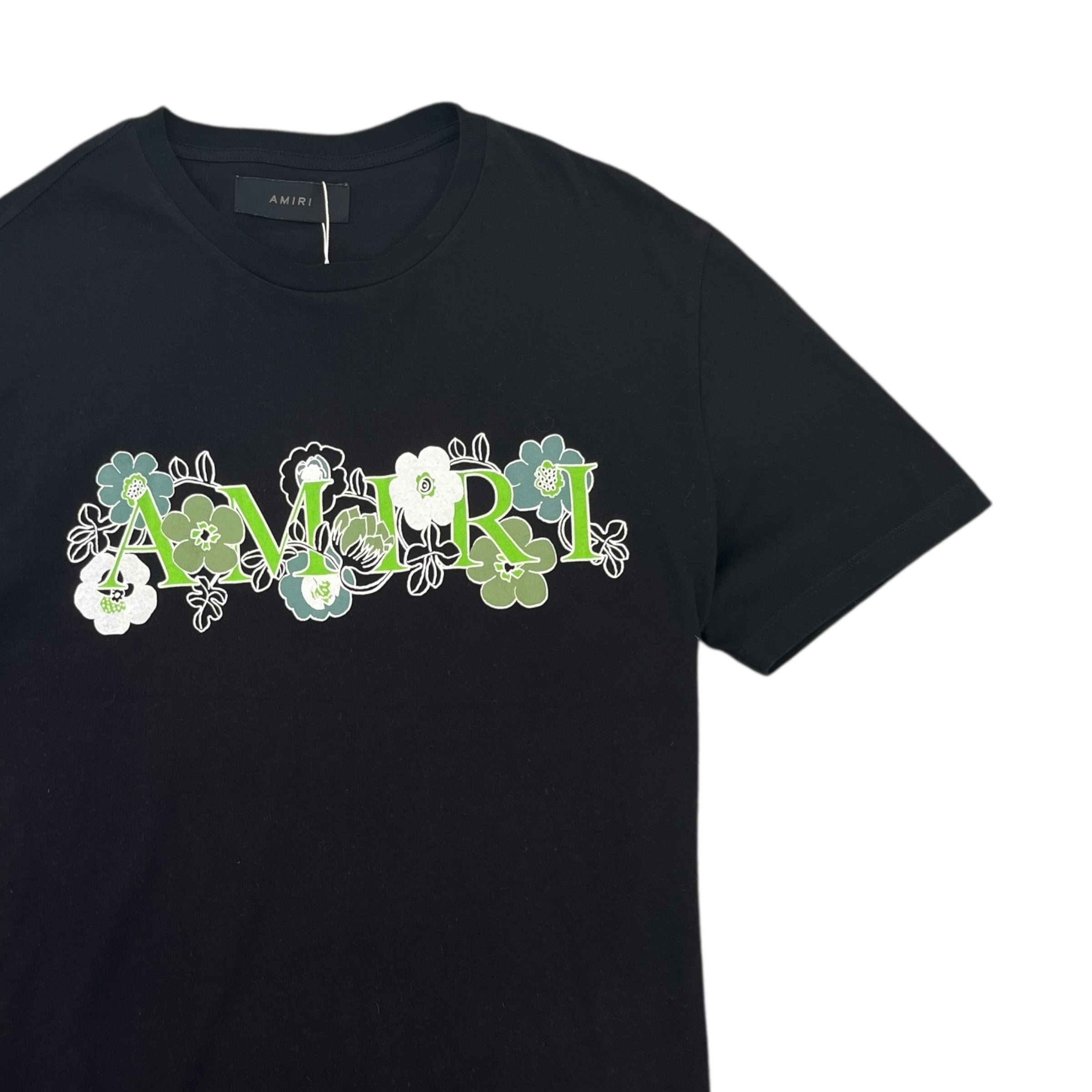 Men's Floral Logo Print T-Shirt Black Size M