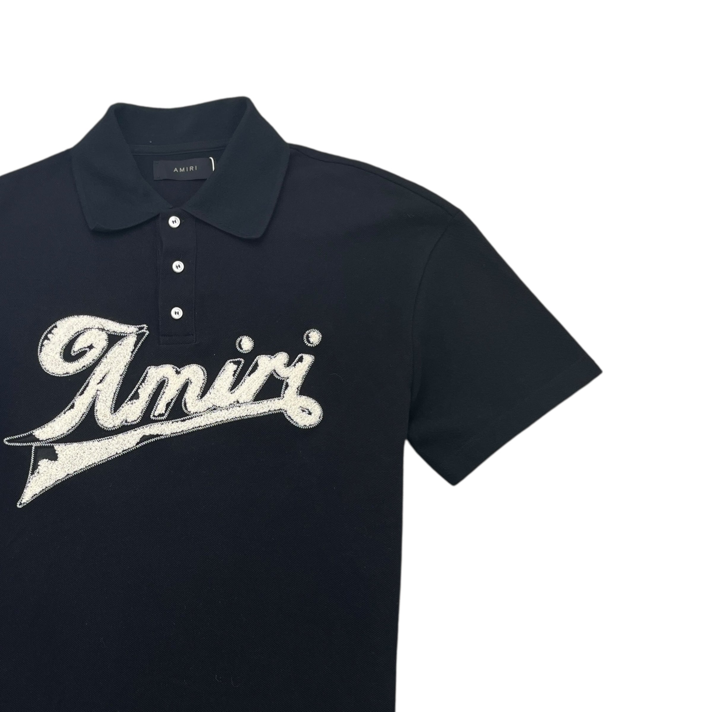 Men's Embroidered Logo Polo Shirt Black Size M