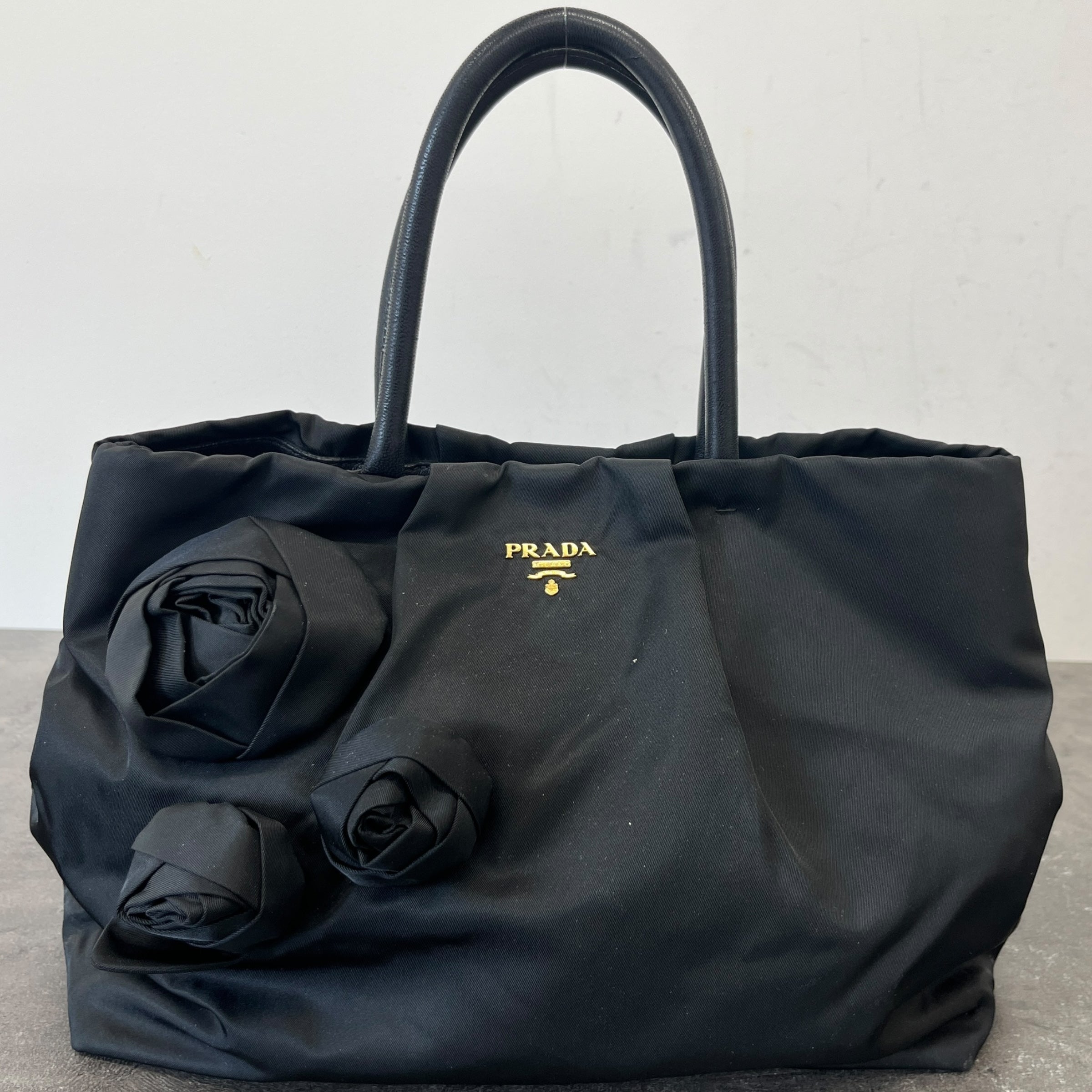 Women's Nylon Roses Handbag Black