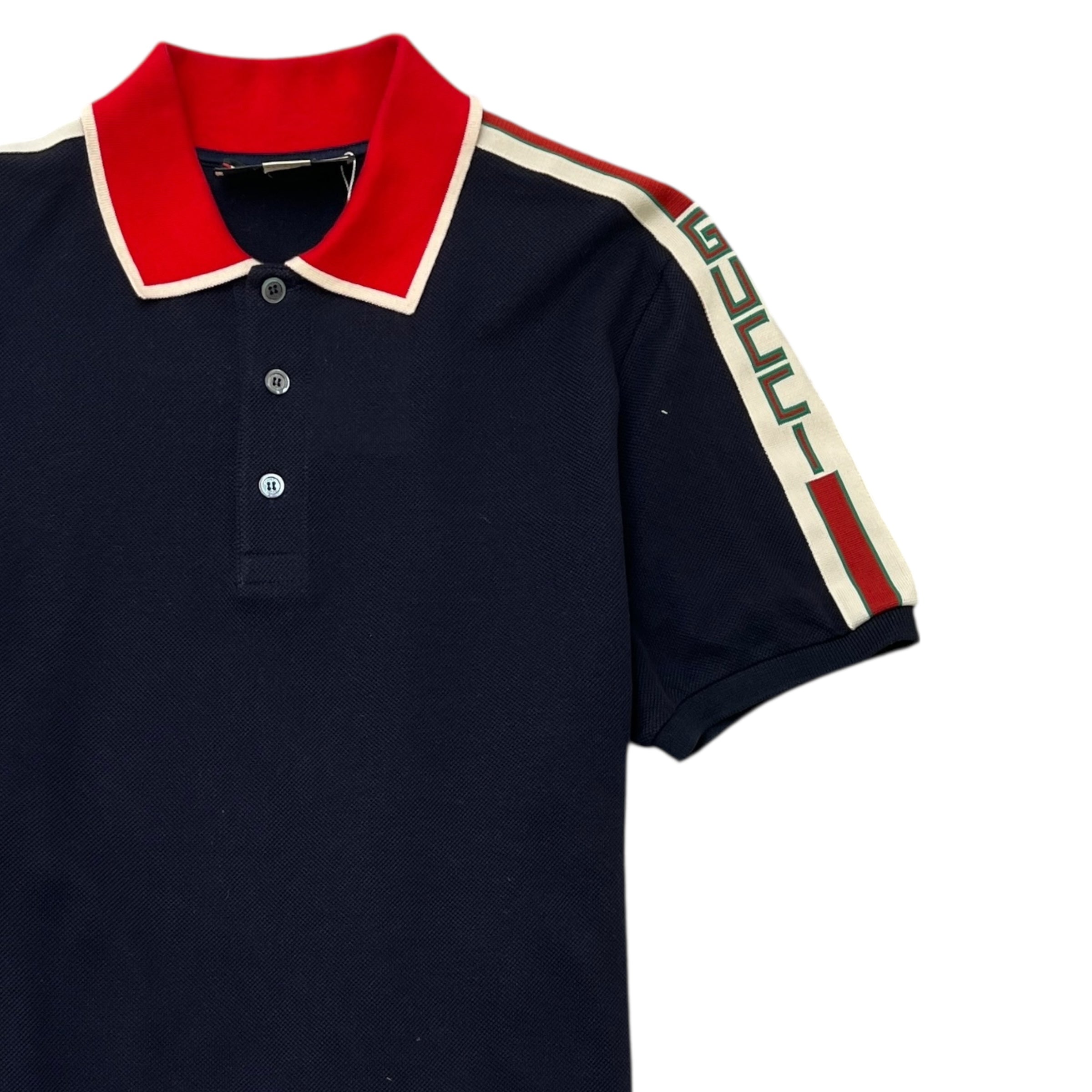 Men's Tape Logo Polo Shirt Navy Size M