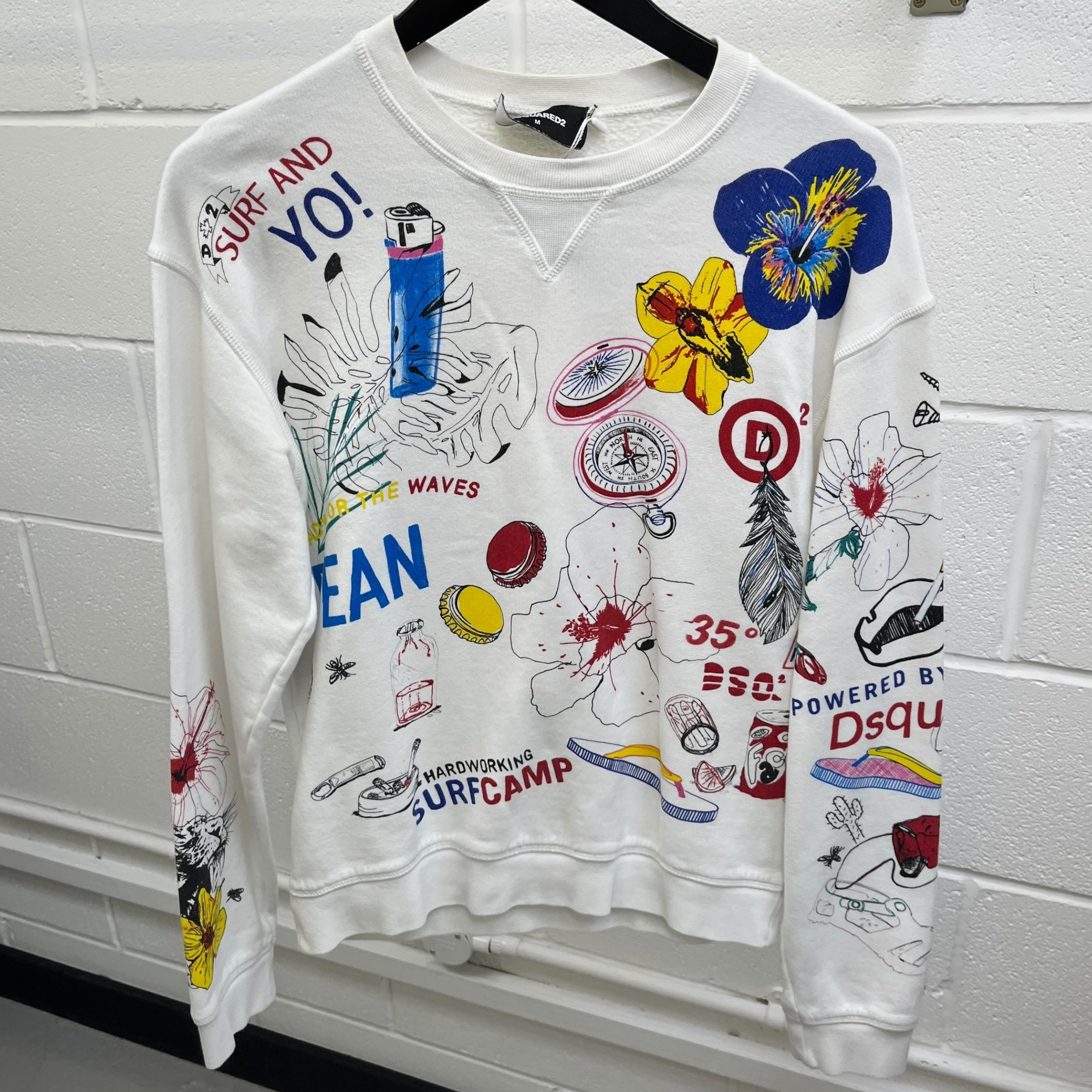 Men's Surf Camp Print Sweatshirt White Size M