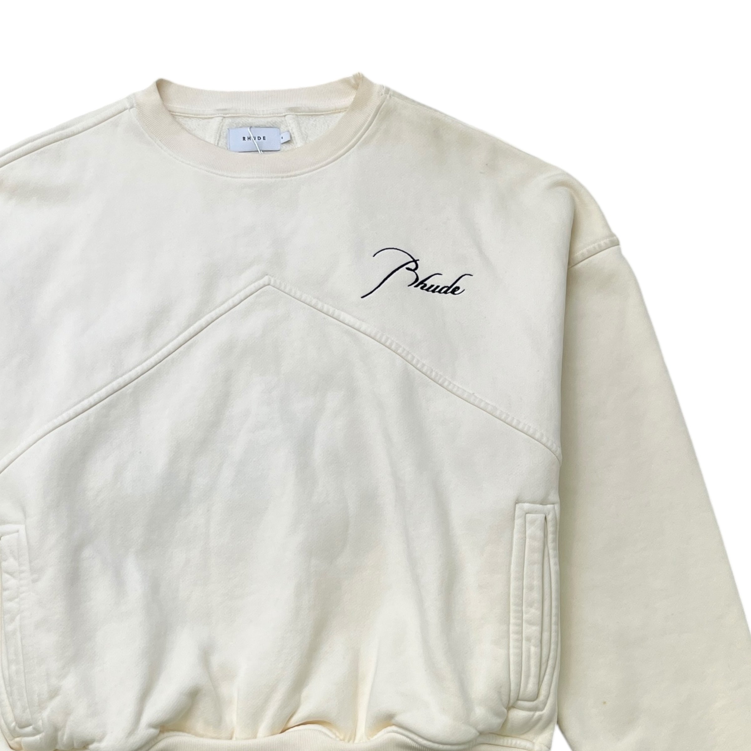 Men's Embroidered Logo Sweatshirt Cream Size S