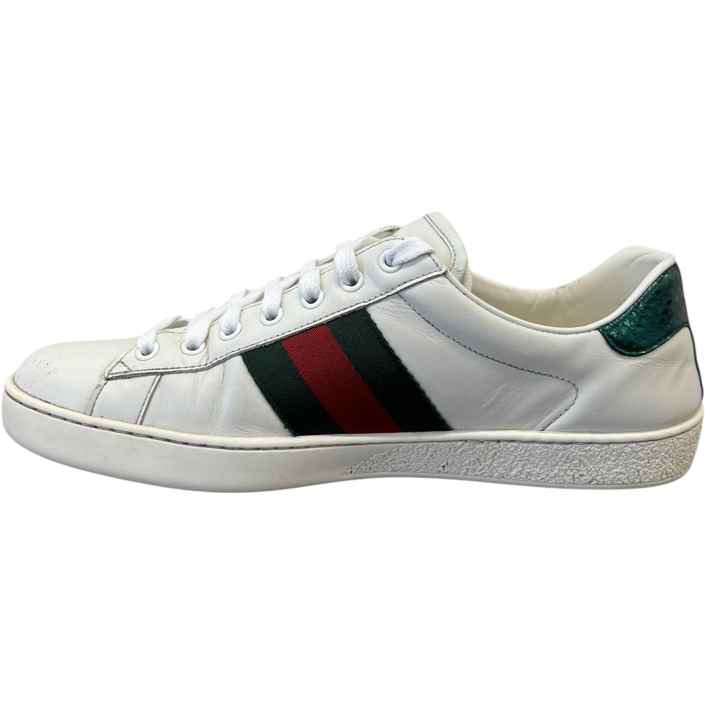 Men's Ace Embroidered Snake Low Trainers White Size EU 42.5 / UK 8.5