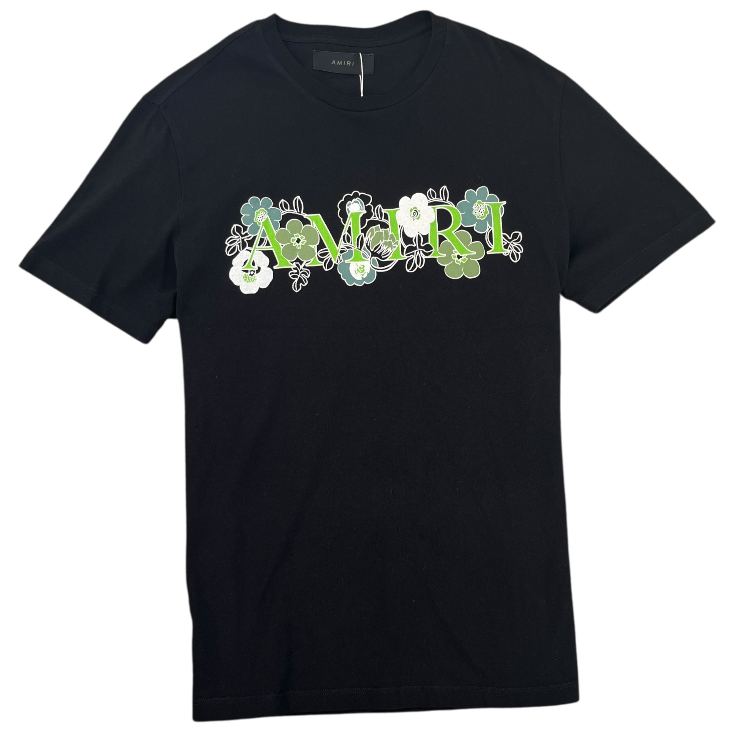 Men's Floral Logo Print T-Shirt Black Size M