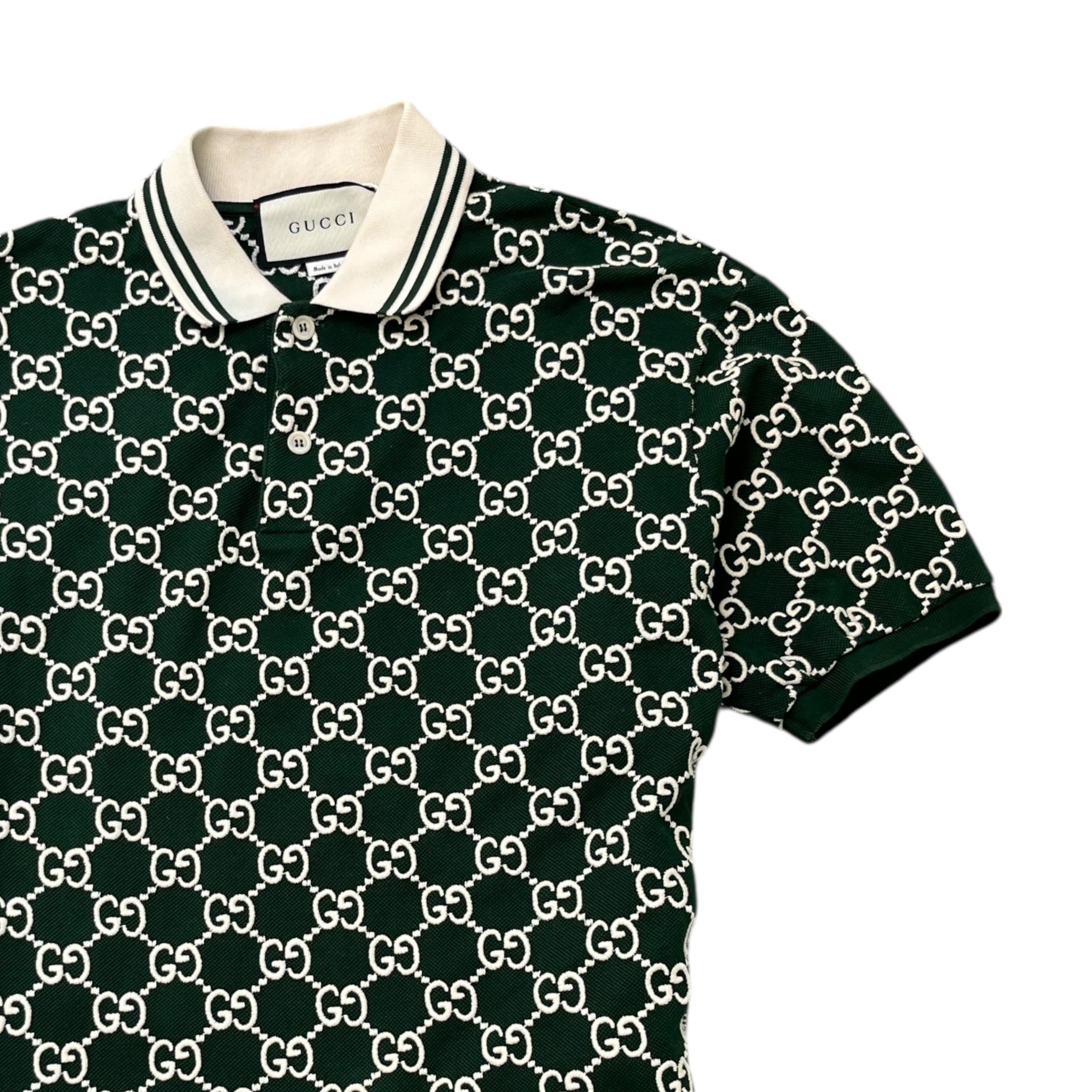 Men's Gg Monogram Polo Shirt Green Size L